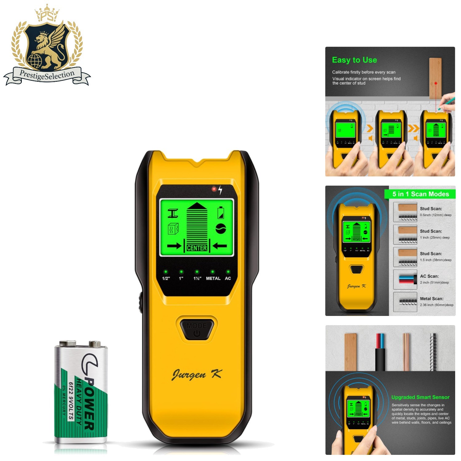 Ergonomic Stud Finder Wall Scanner with Auto Calibration & Low Power Indicator