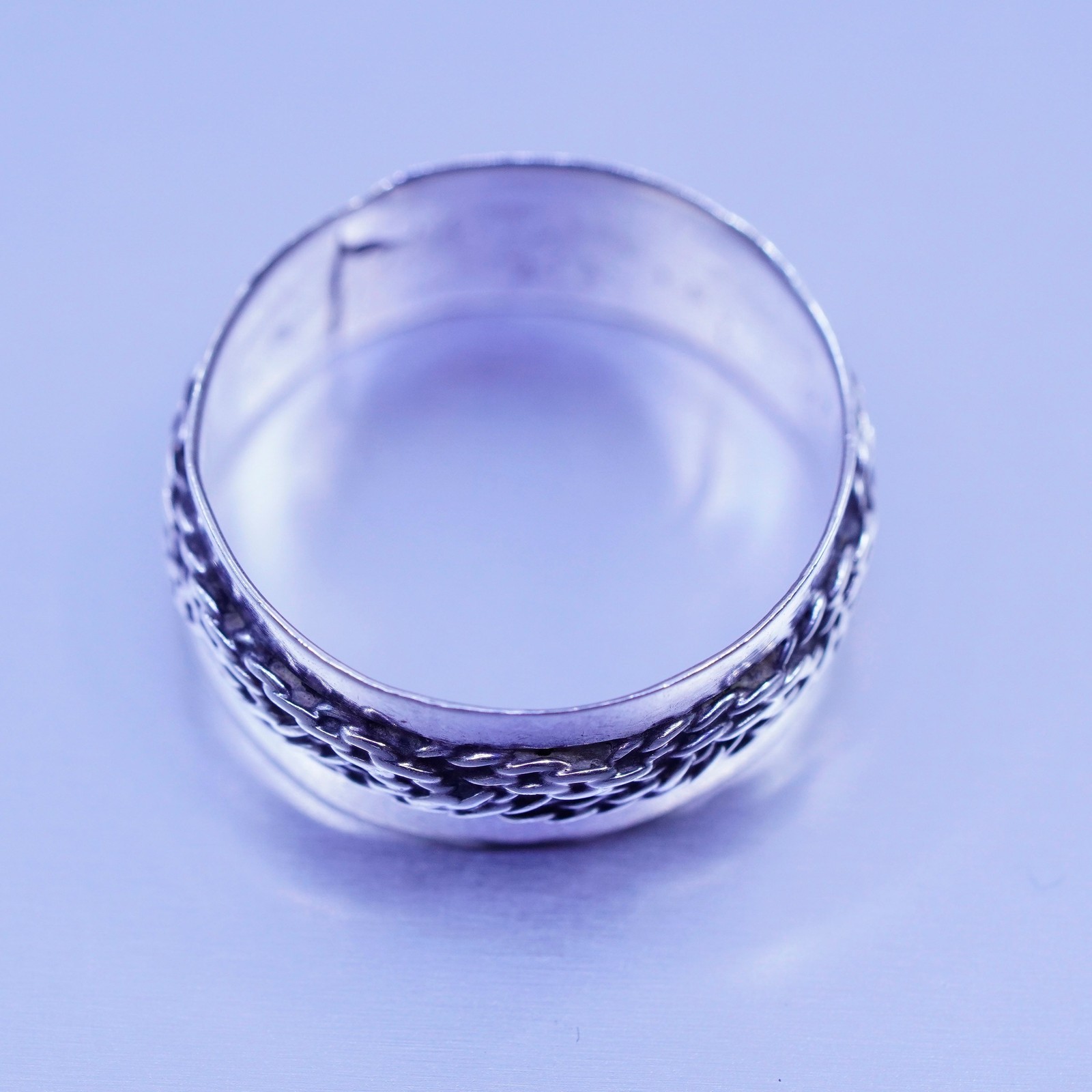 Size 7, vintage Sterling 925 silver handmade ring, cable band