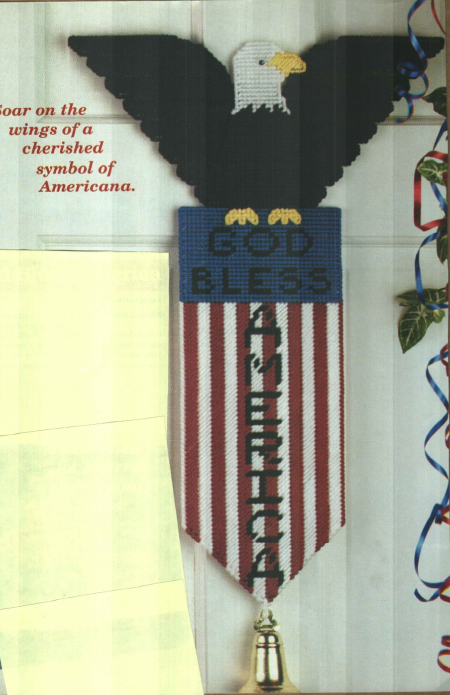 GOD BLESS AMERICA EAGLE PATRIOTIC DECOR PLASTIC CANVAS PATTERN INSTRUCTIONS