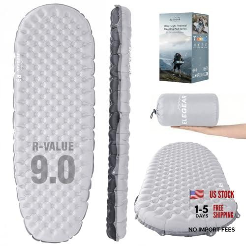CumbreX Sleeping Pad for Camping with 9 R-Value, 4” Thick Regular Grey