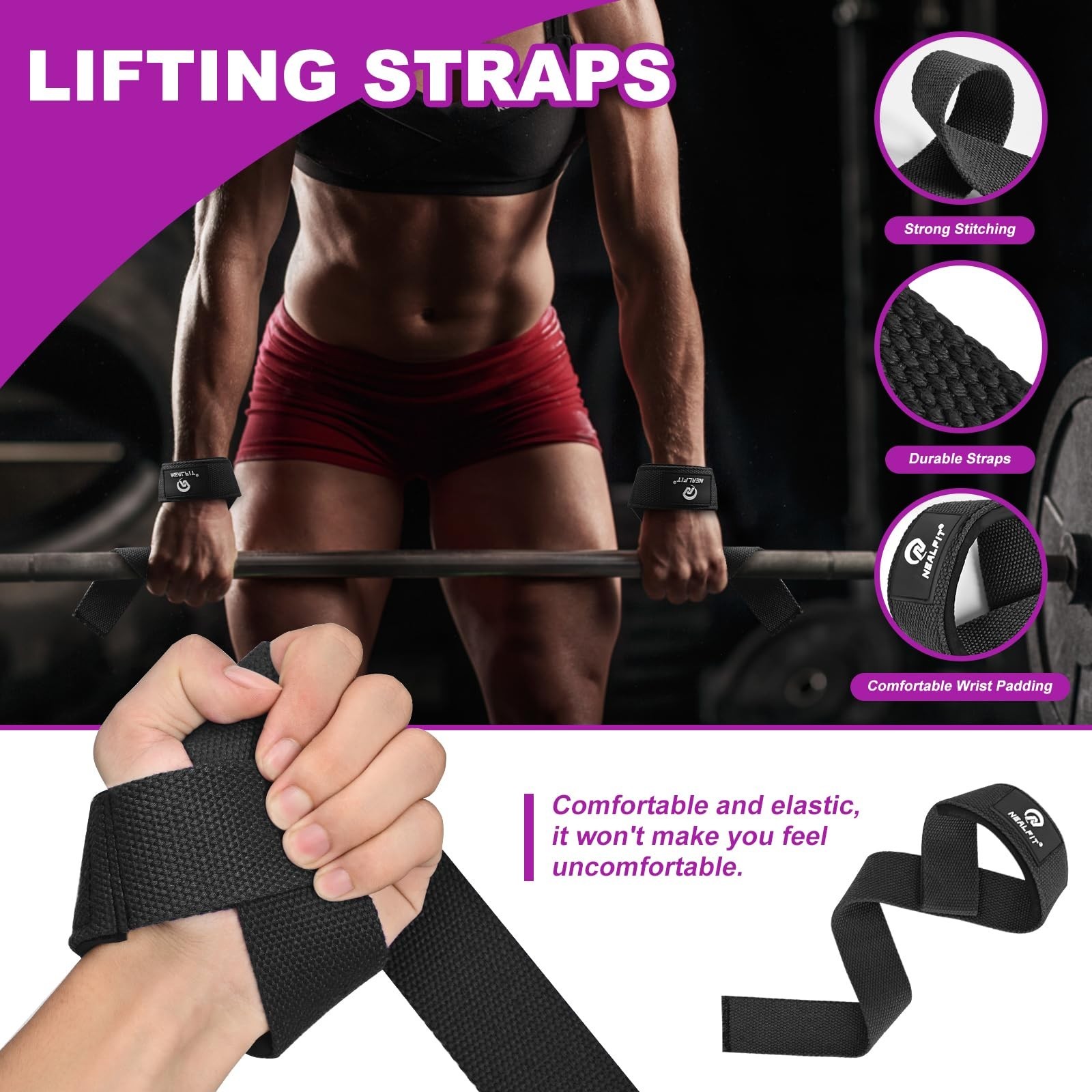 Barbell Pad Set with Lifting Straps & Ankle Straps - Squat Pad for Hip Thrust...
