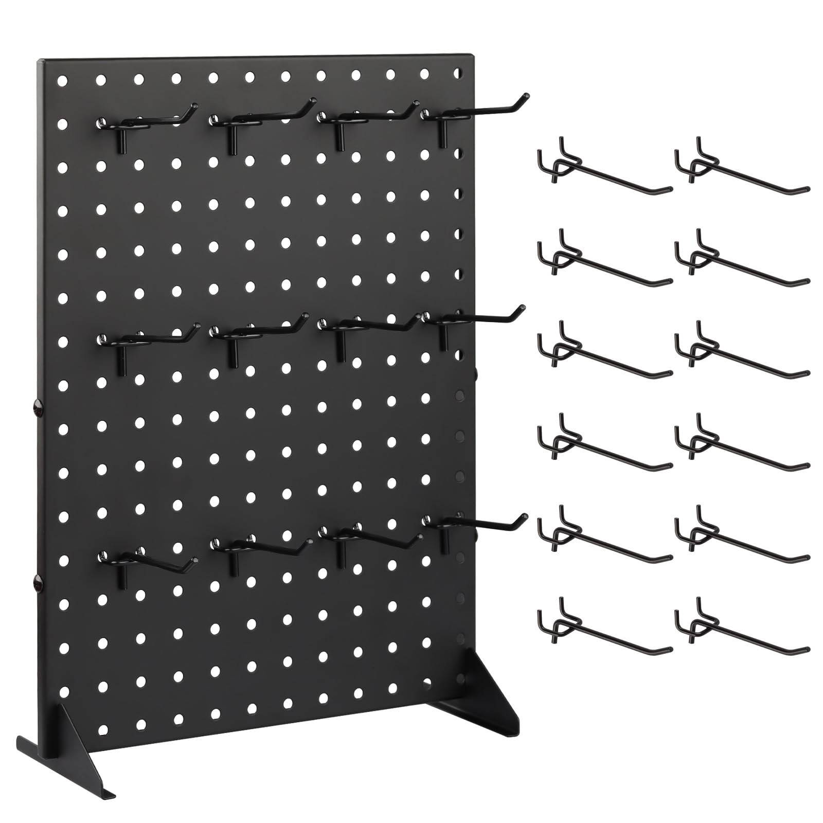 Pegboard Display Stand with 12 Peg Hooks for Craft Show Display Rack, Metal M...
