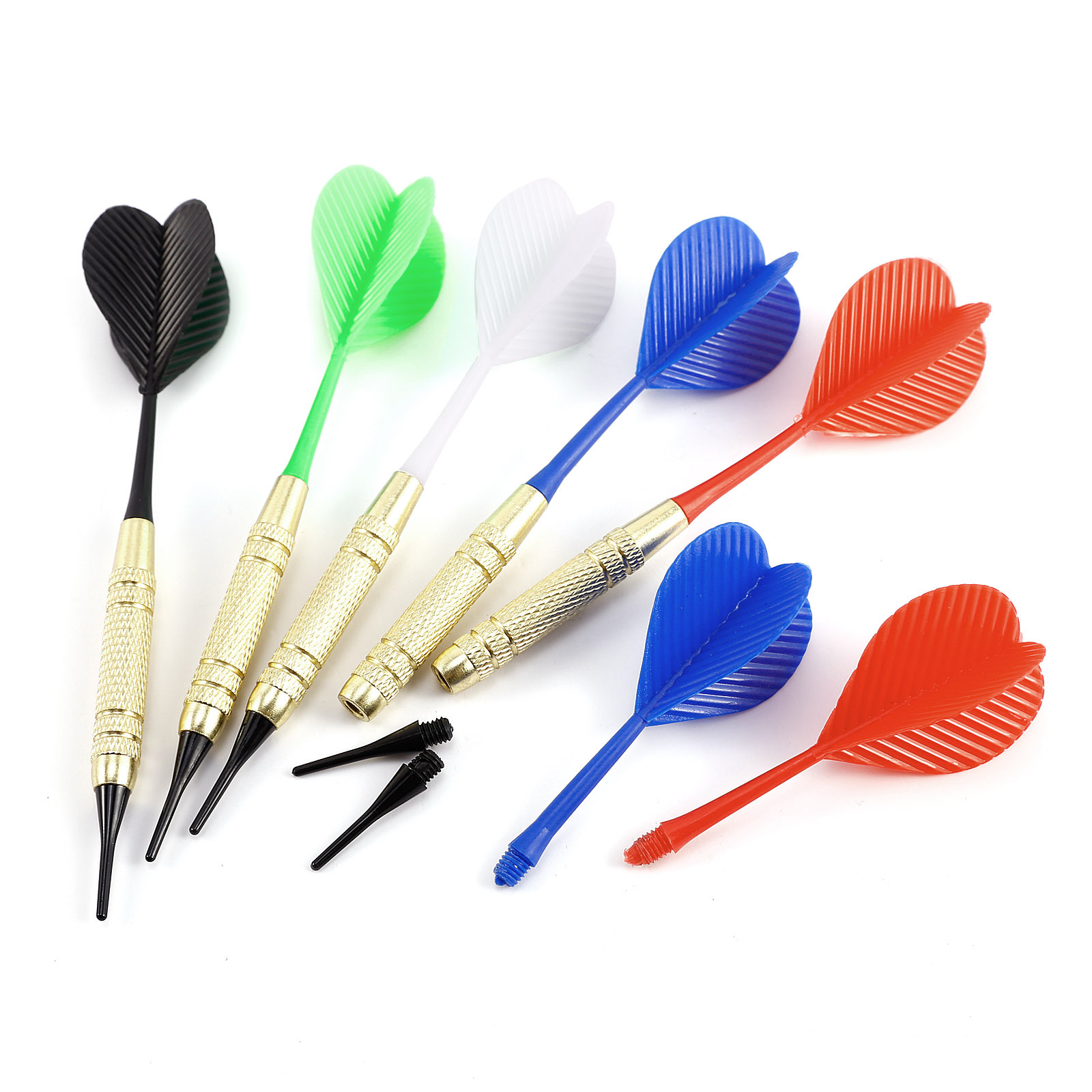 12pcs (4 Colors) Plastic Needle Dart Arrows with 100 Replacement Soft Dart Tips