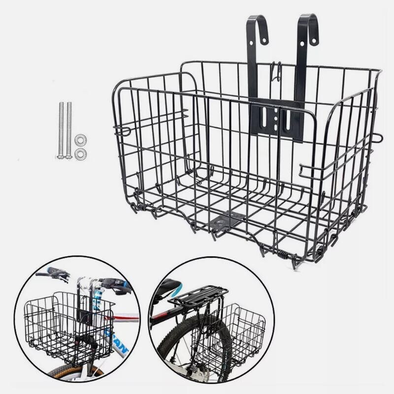 Bicycle Bike Basket Folding Metal Wire Handlebar Storage Carrier For Front Rear