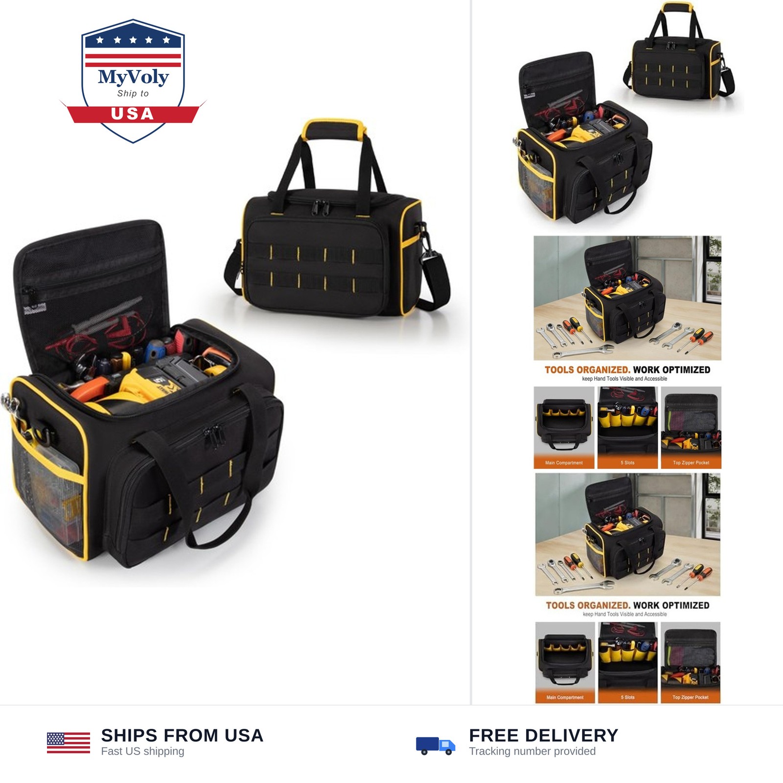 Marscamd 12-inch Tool Bag with Multiple Pockets, Heavy Duty Tool Tote | with ...