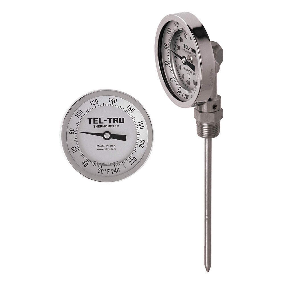 TEL-TRU BC550R-0267 Analog Dial Thermometer,Stem 2-1/2" L 460U77
