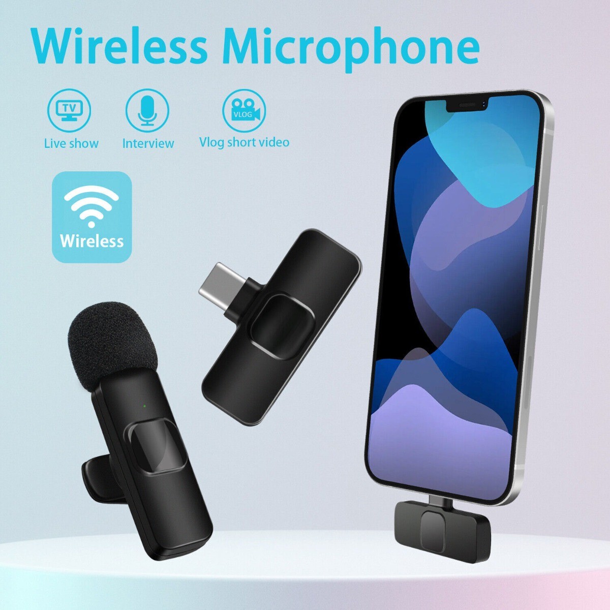 Wireless Lavalier Lapel Microphone 80G, Rechargeable, Wireless