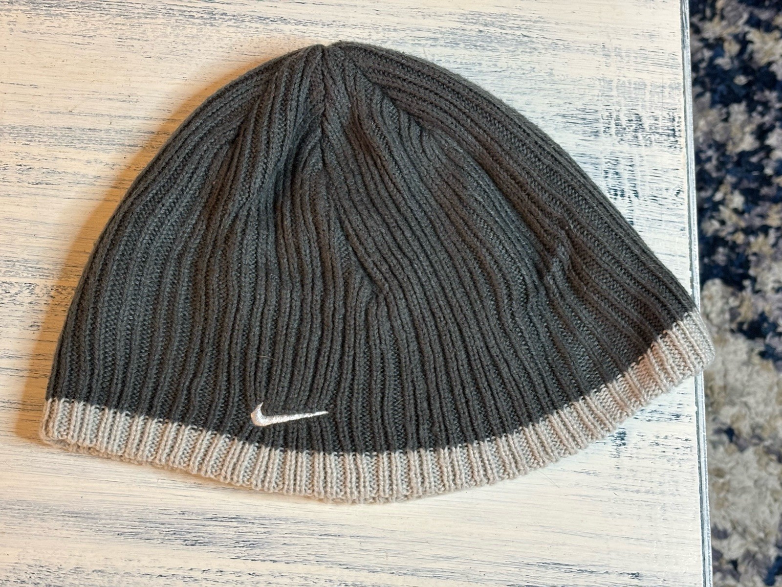 Nike Swoosh Youth Grey Knit Beanie Winter Hat One Size- Youth