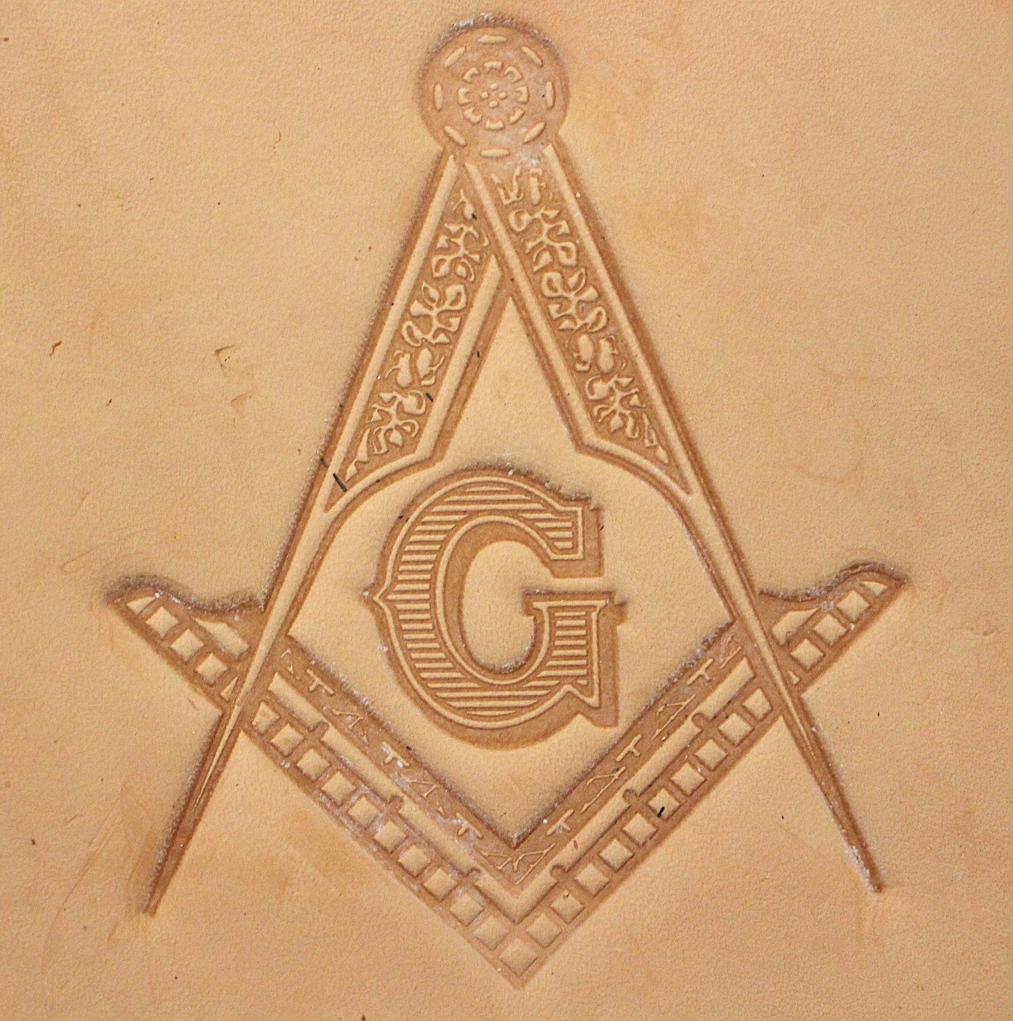 ACRYLIC Leather  Embossing Stamp MASONIC FREEMASON for Veg Tanned Leather