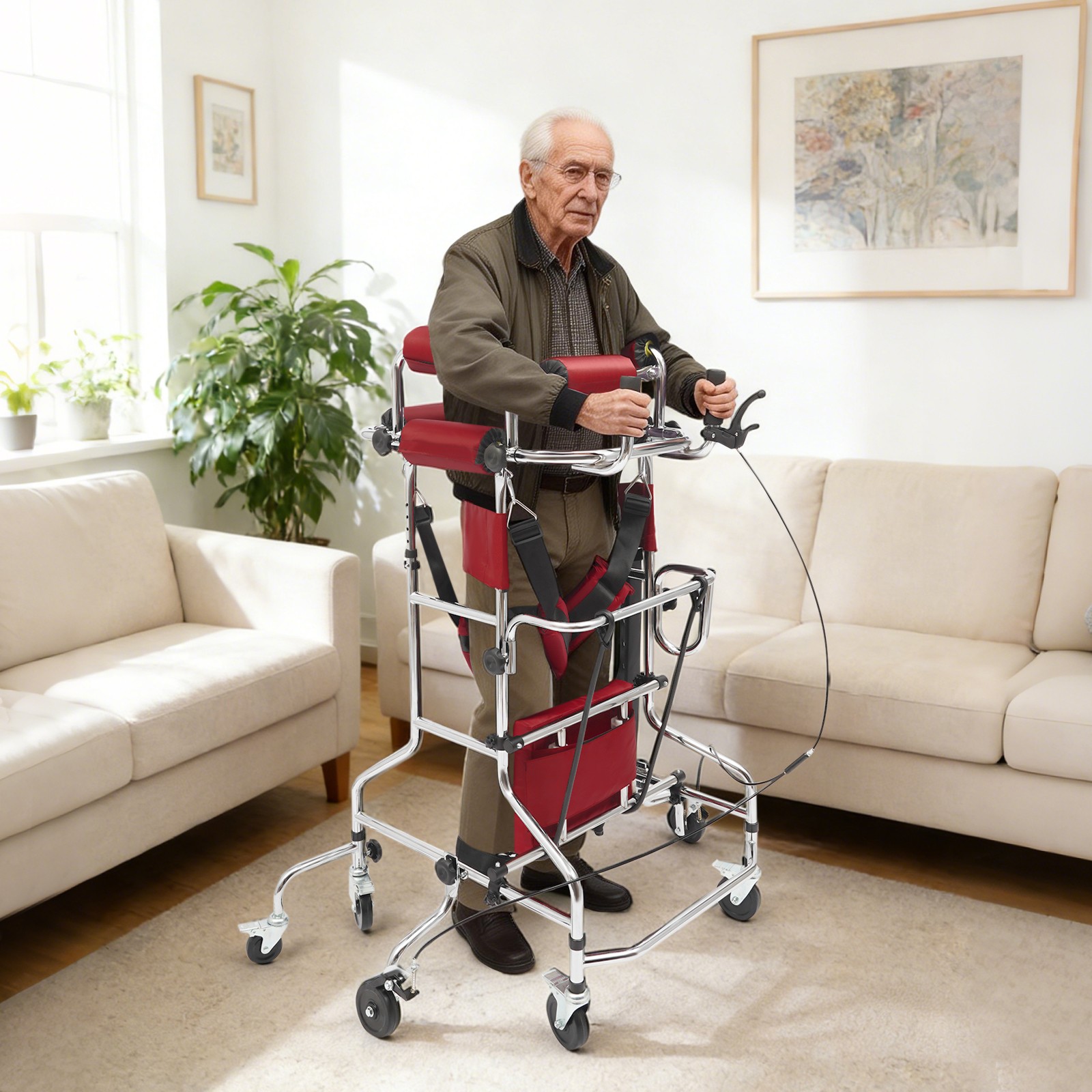 Modern Adult Standing Walker For Man 8 Wheels Walking Aid Adjustable 220lbs TOP