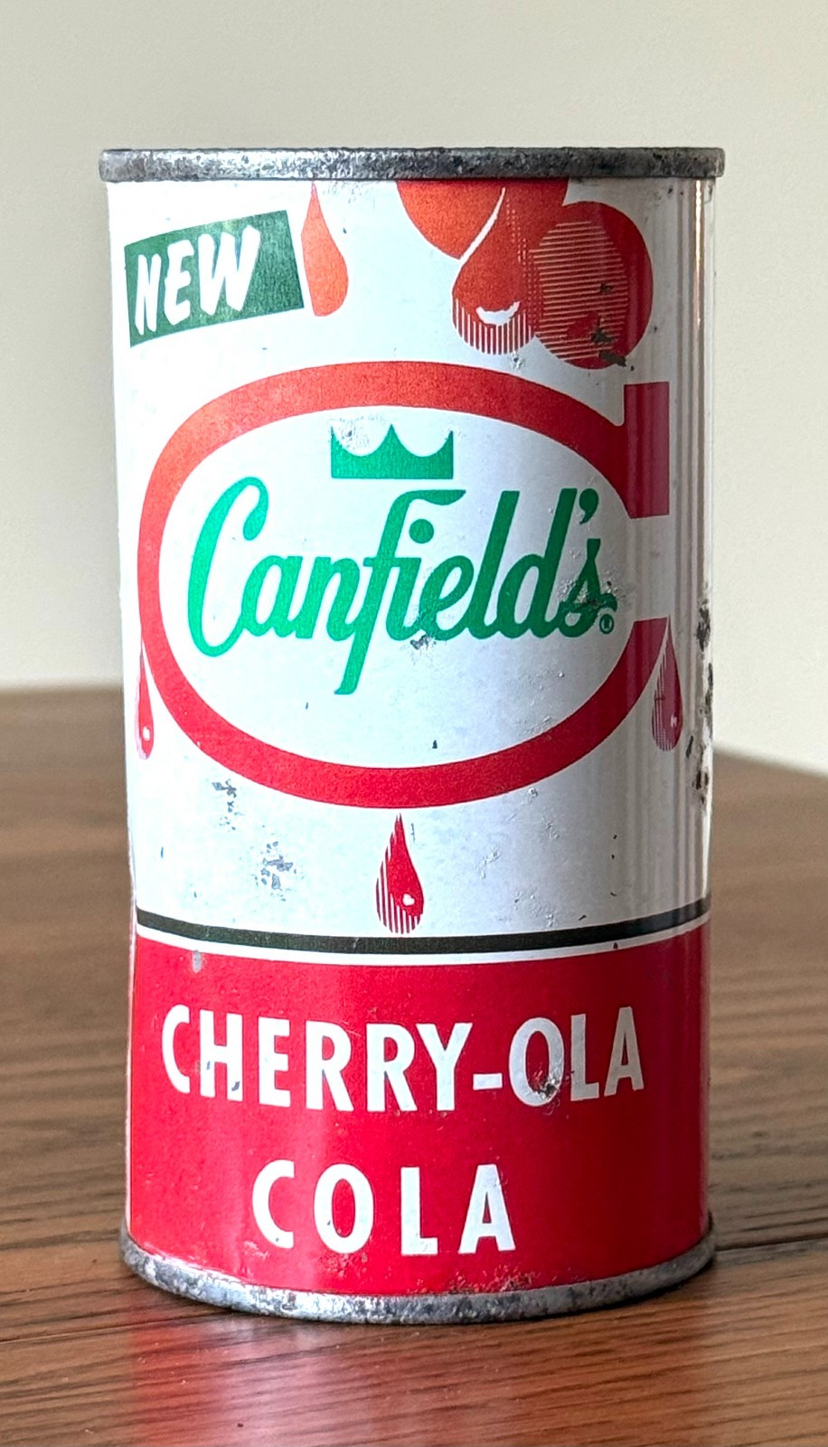 *Graphic* Canfield's Cherry-Ola Flat Top Soda Can--Pre-Zip Code