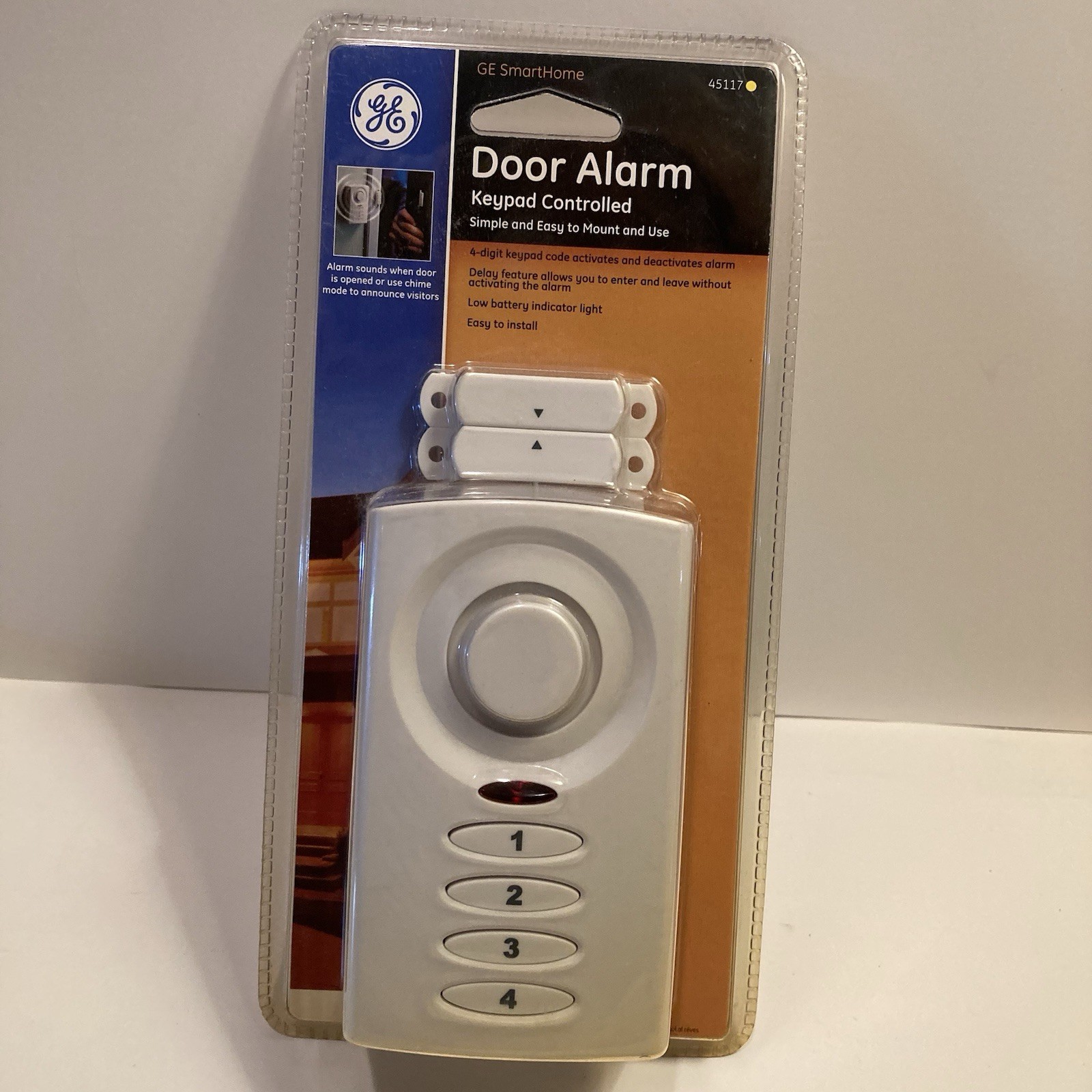 GE Wireless Door Alarm (alarm/chime) 45117 Easy Install NEW but may be yellowed