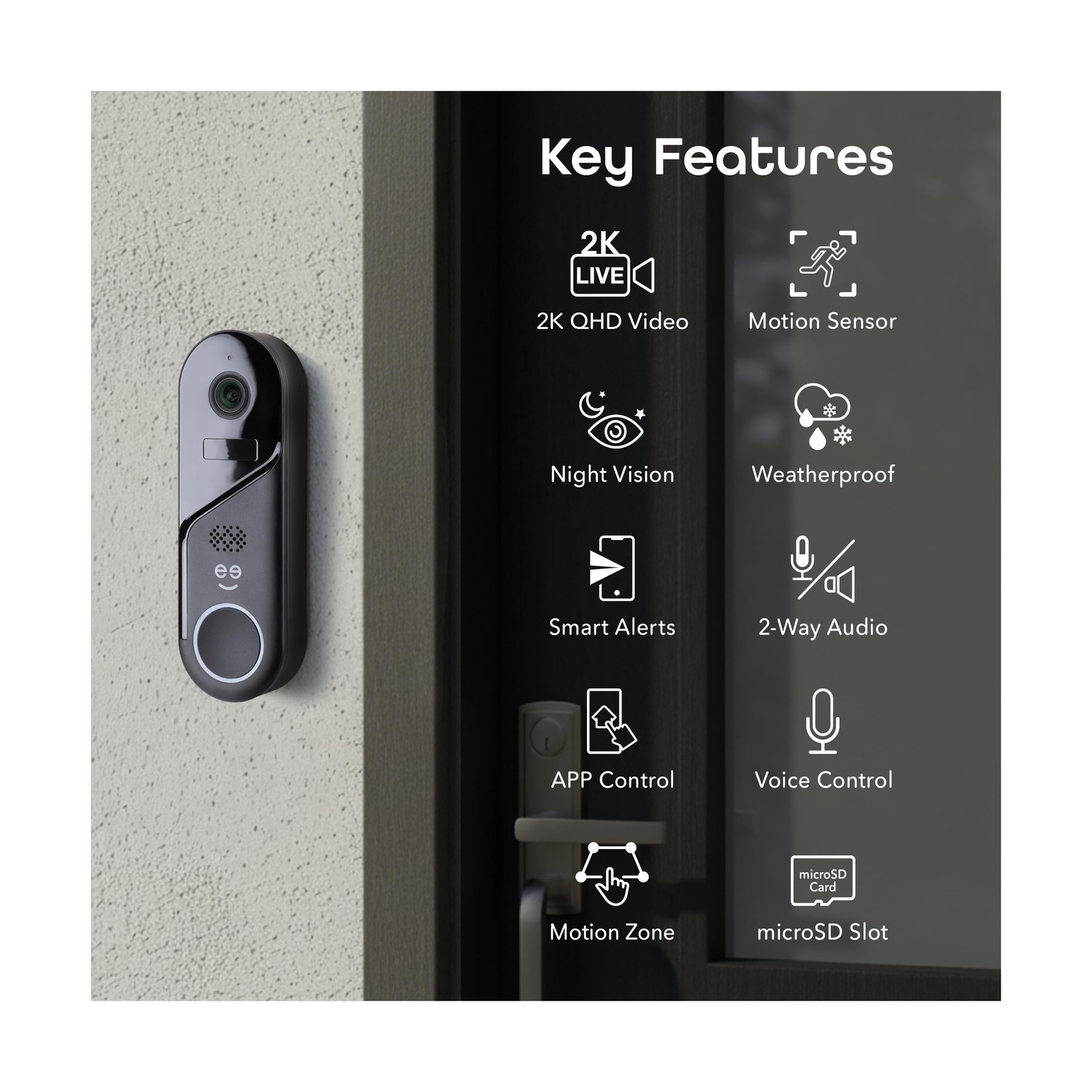Geeni Halo 3MP Smart Video Doorbell Camera – Battery Powered or Hardwired