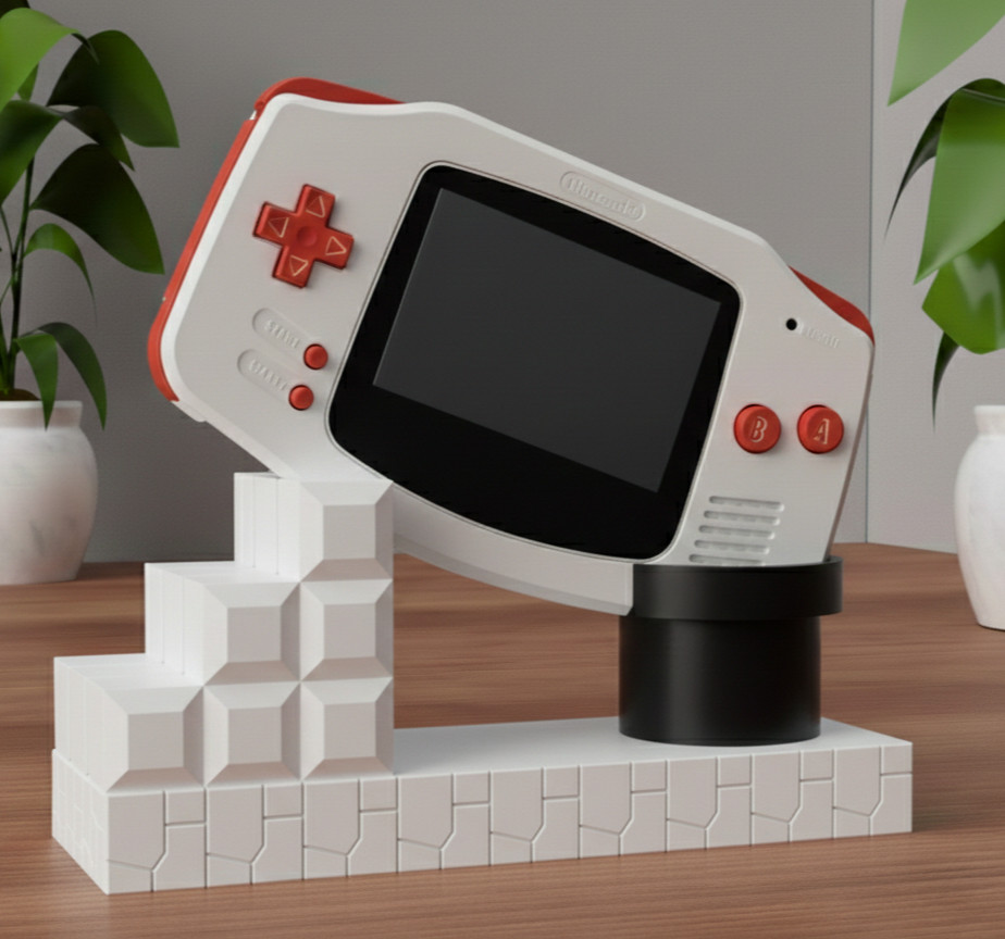 Nintendo Game Boy Advance GBA Handheld Console Display Stand Super Mario Theme
