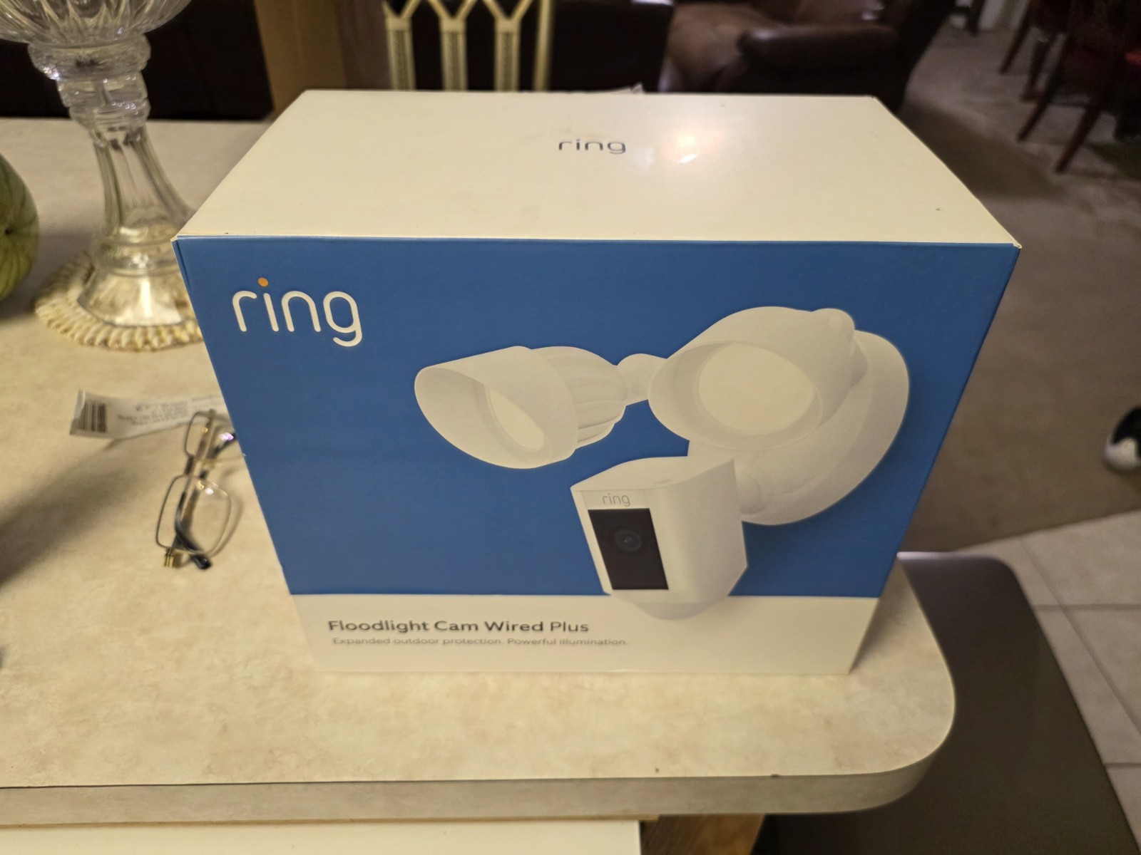 Ring Floodlight Cam Plus Outdoor Wired 1080p FHD Surveillance Camera White
