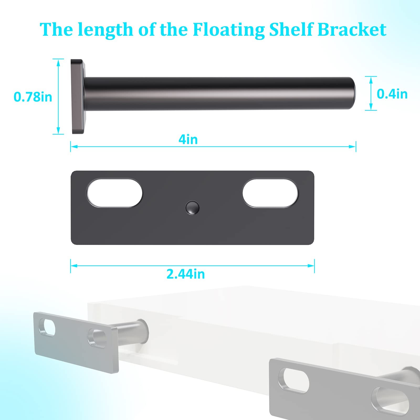 8 PCS Solid Steel Blind Hidden Floating Wood Shelf Support Brackets 4 Inch