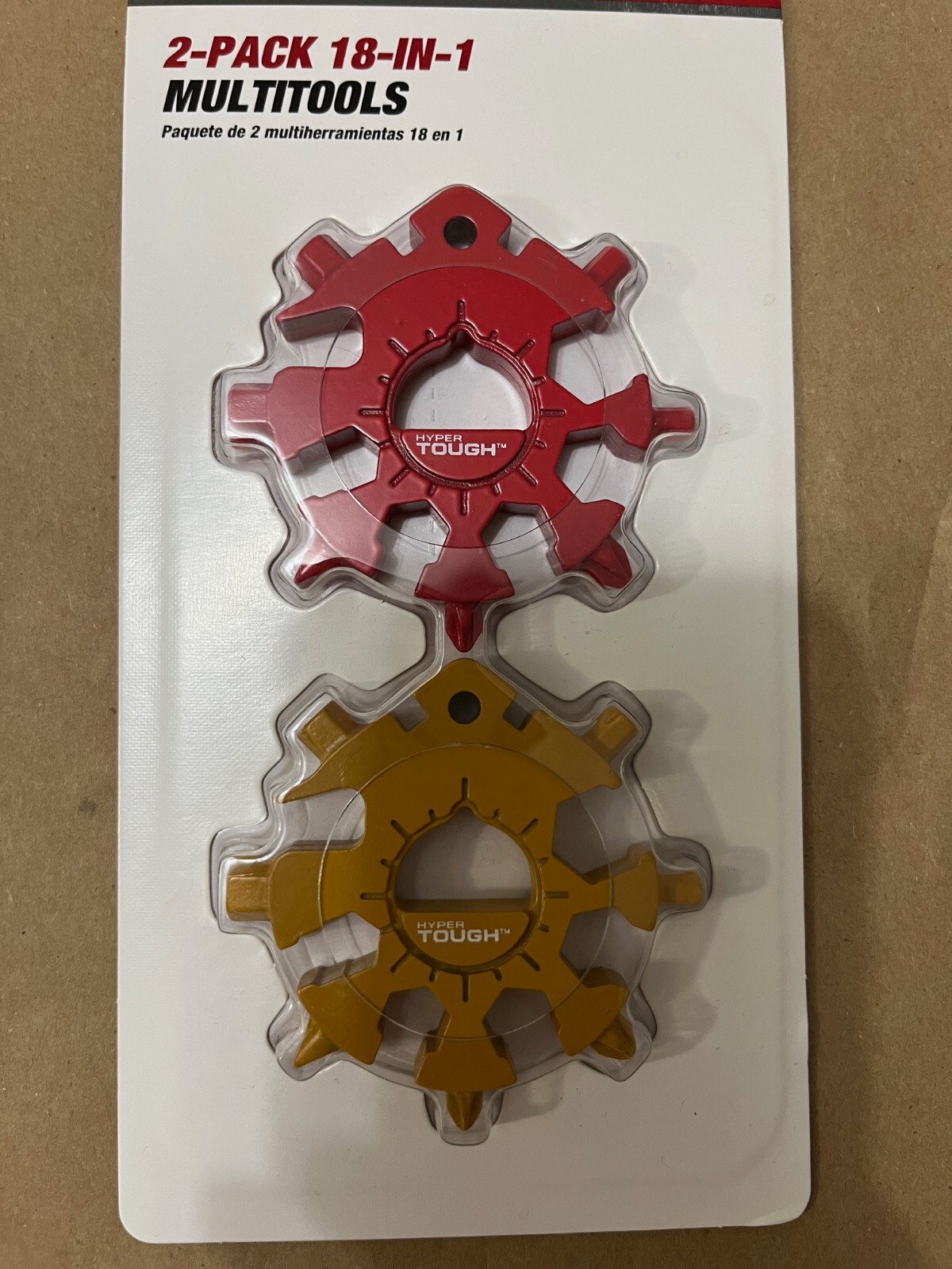 Hyper Tough 2-Pack 18-in-1 Snowflake Shape Multitool, Red and Yellow, Model 4219