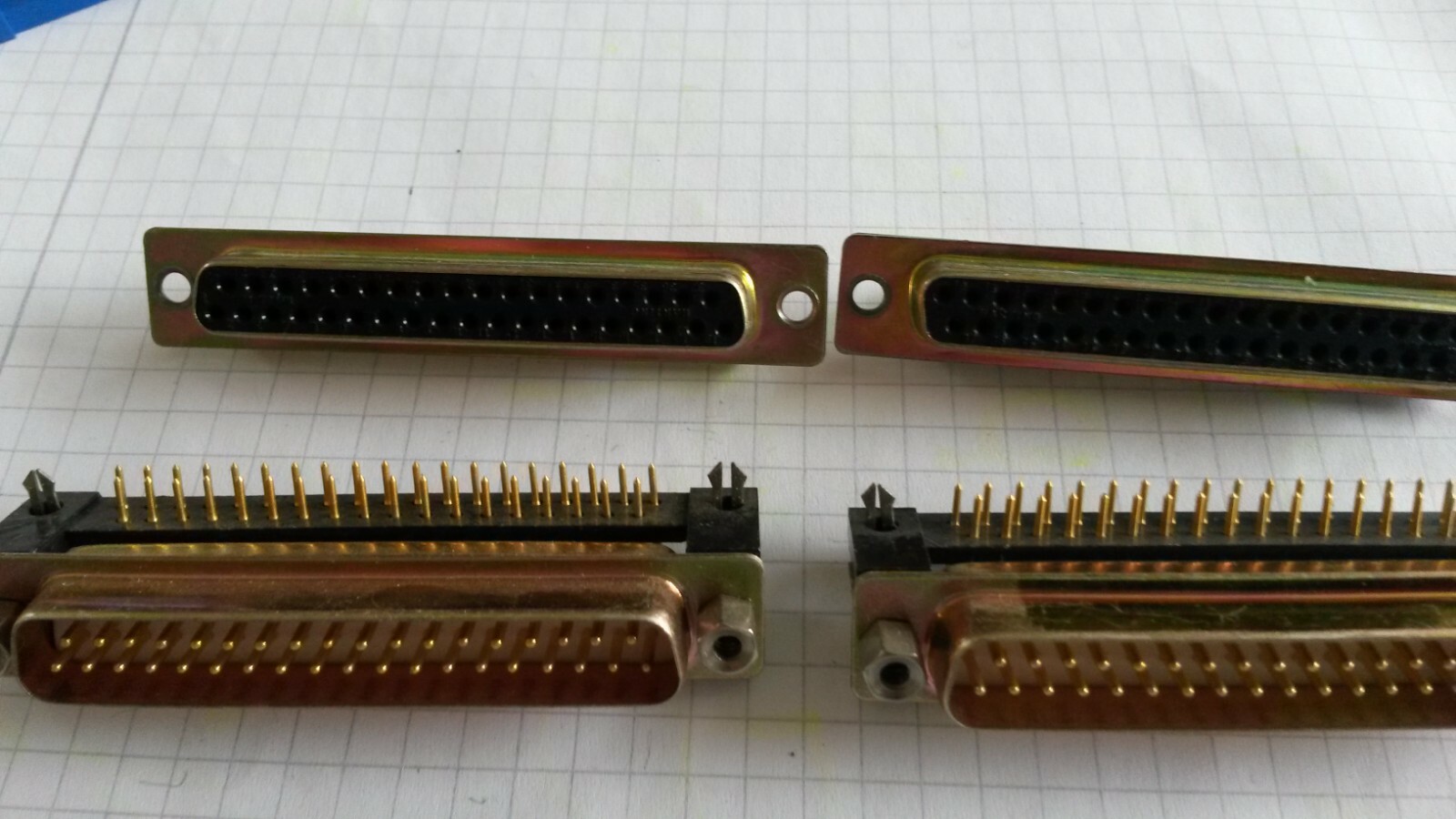 2 Pairs 37P SUB-D Male+Female Angled Computer Solder Contacts Max.5A No.16