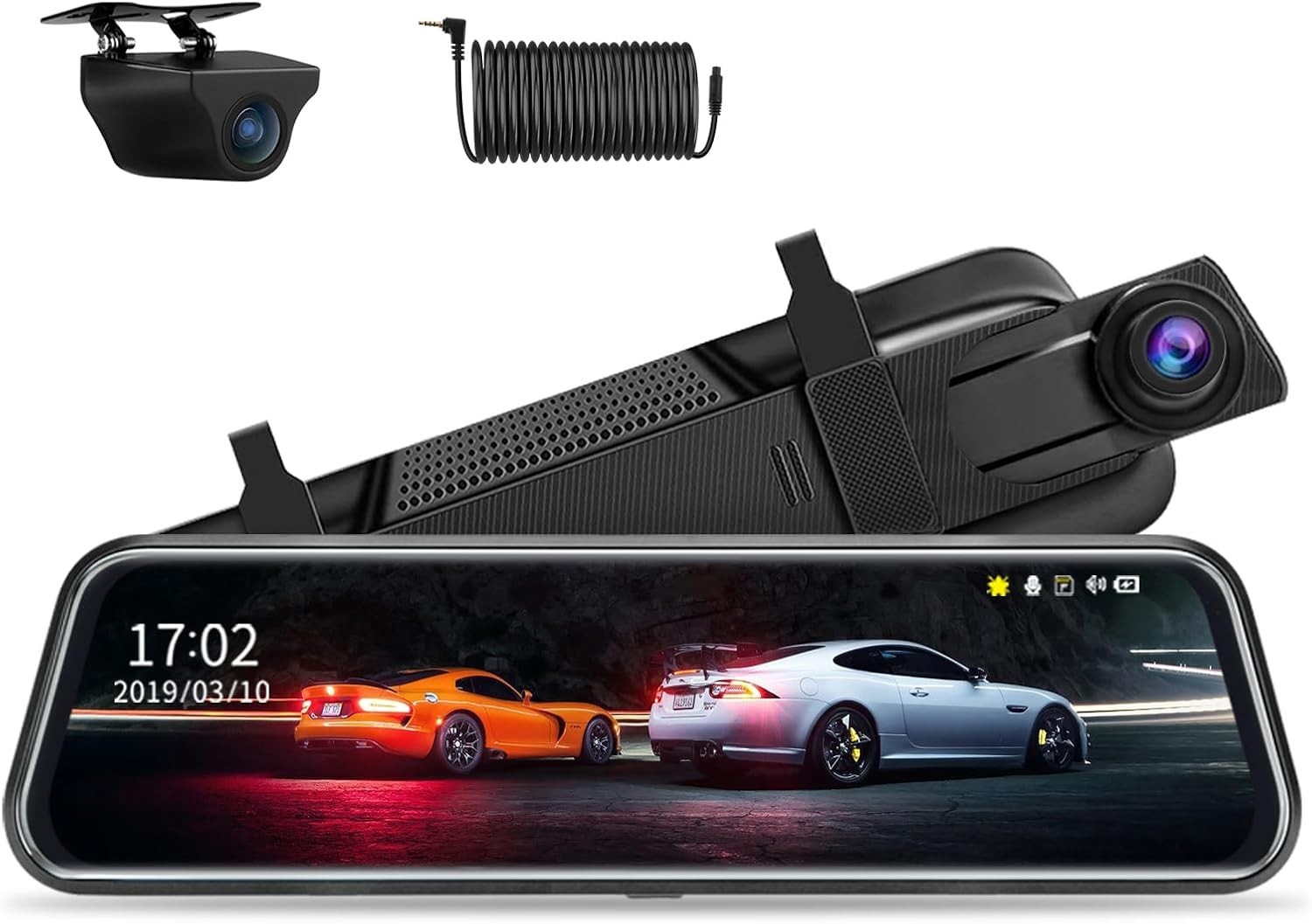 Dash Cam 10 Inch Night Vision 1080P Full Touch Screen Dual Front and Rear View