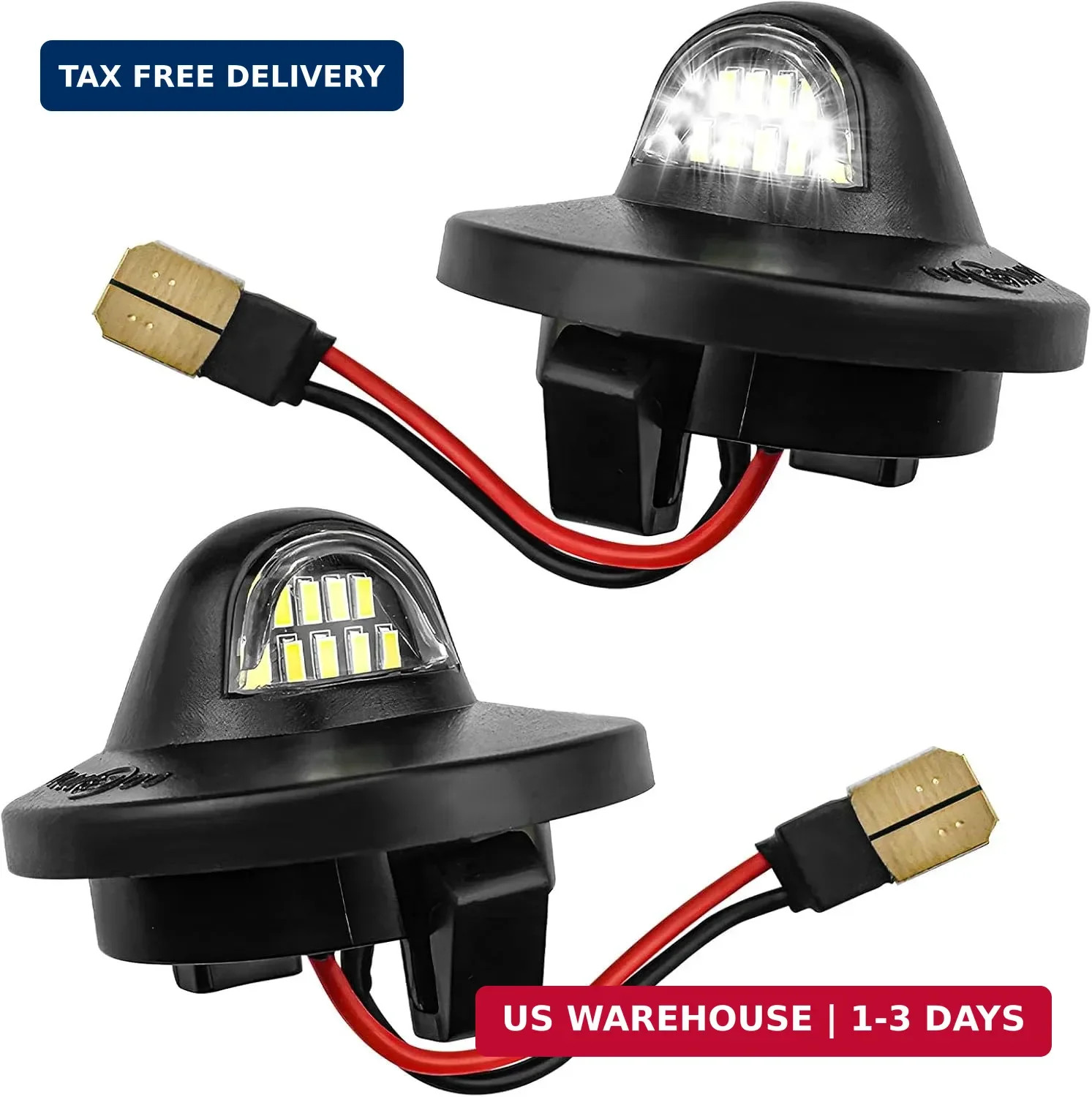 2 PCS Full LED License Plate Light Tag Lamp Assembly, 6500K Vehicle Rear License