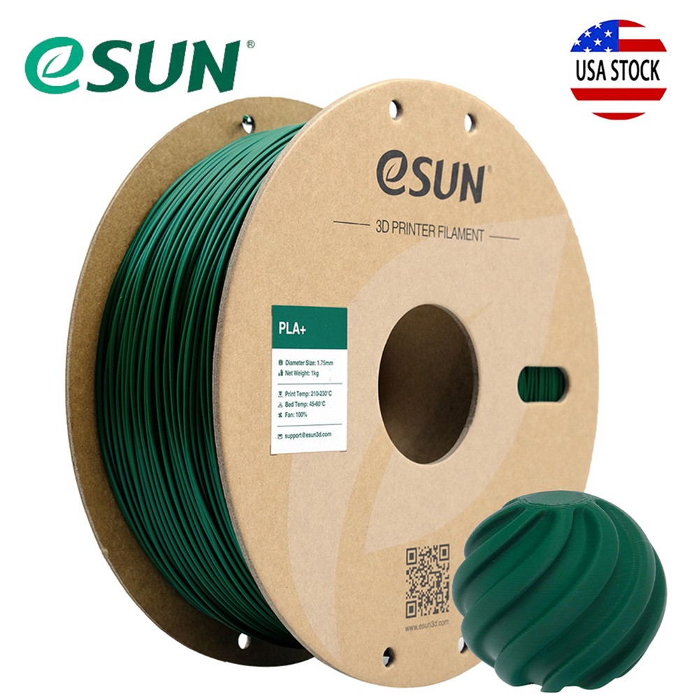 eSUN PLA+ 1.75mm 3D Printers Filament 1kg/ paper roll for 3D Printers Pine Green