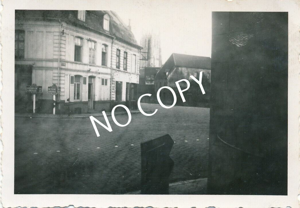 Photo WW II France Village Signpost Arras etc. G1.48