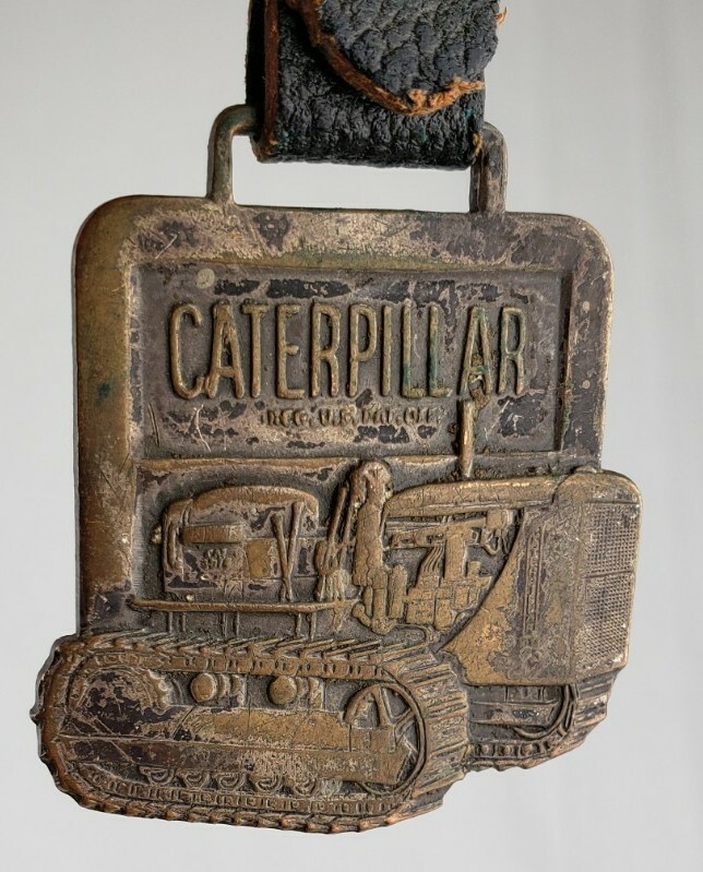 Vintage Antique Caterpillar Advertising Watch Fob Syracuse Supply Co Leavens MFG