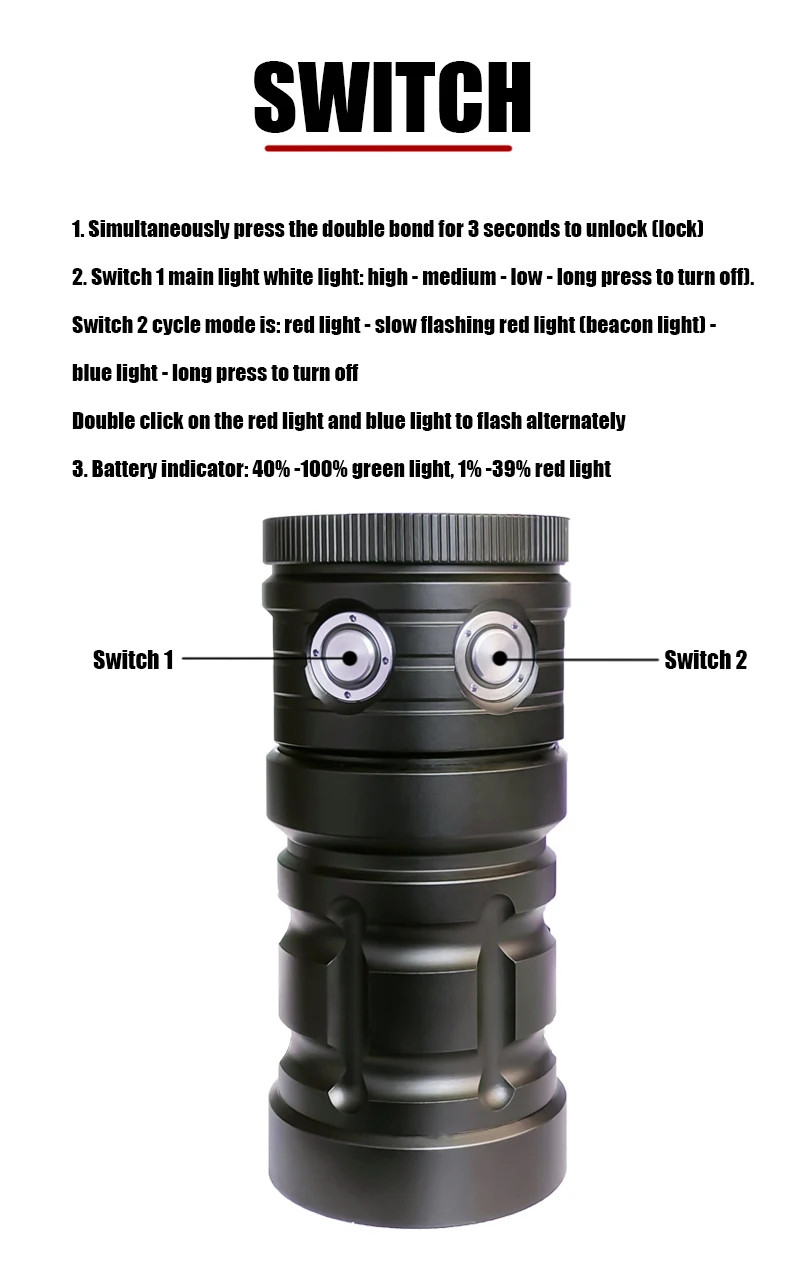 Special Strong Light Flashlight Diving Underwater Diving Photography Light