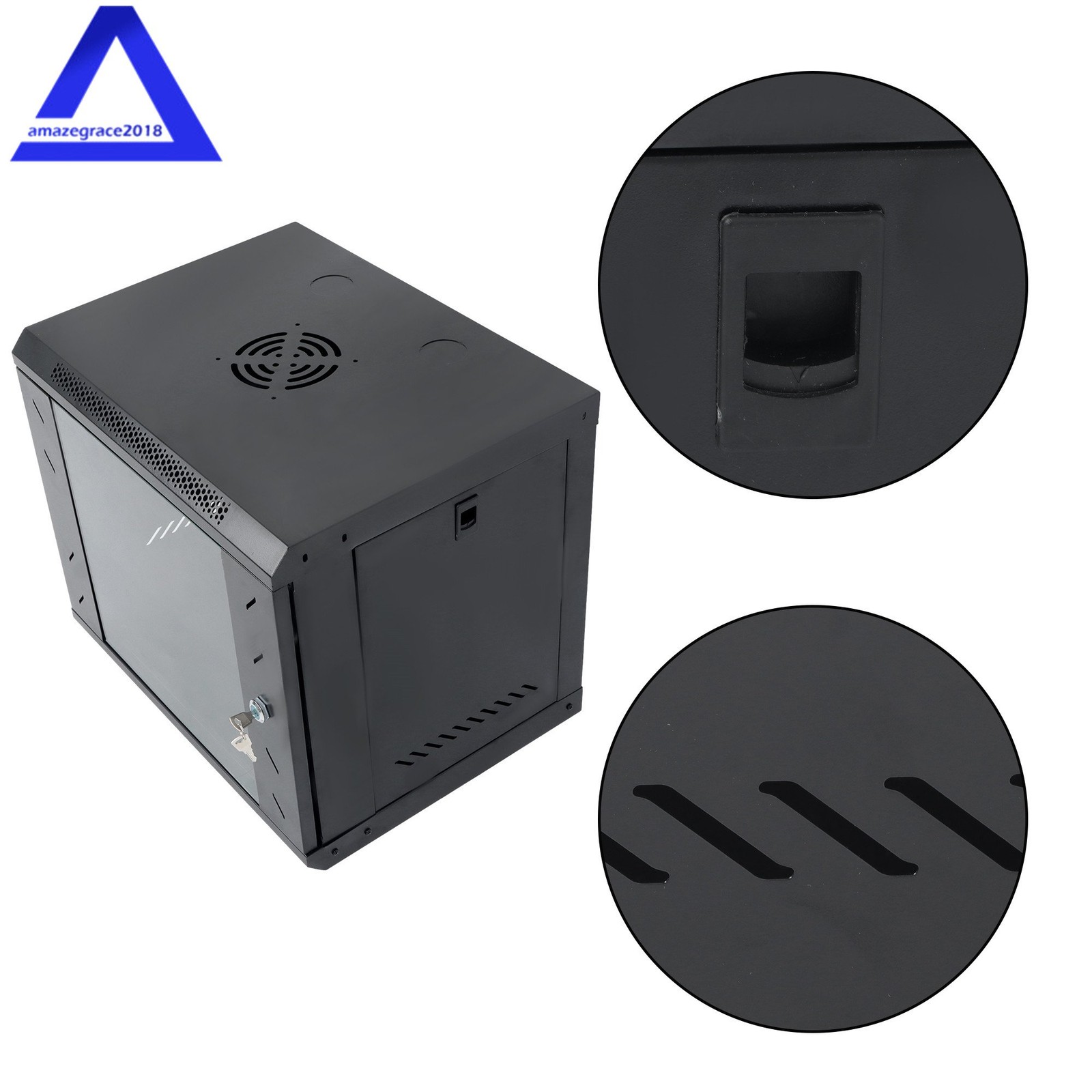 9U Wall Mount Server Cabinet Network Rack Vented Enclosure Lock Door 15.5'' Deep