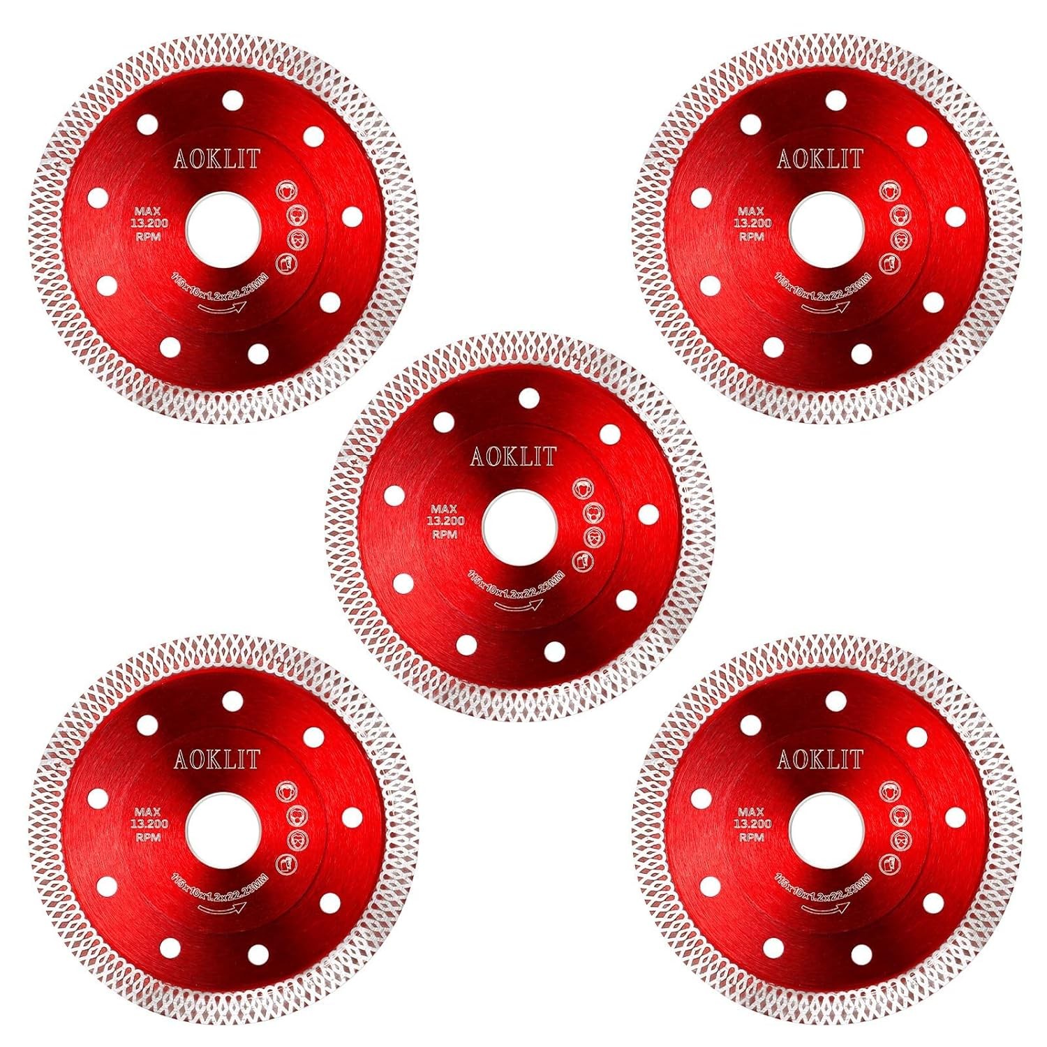 5 Pcs Diamond Saw Blades, 4-1/2" Tile Grinder Blade for Angle Grinder, Super Thi