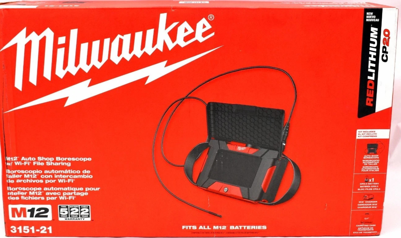 Milwaukee 3151-21 M12 Auto Shop Borescope Wi-Fi File Sharing Inspection Camera