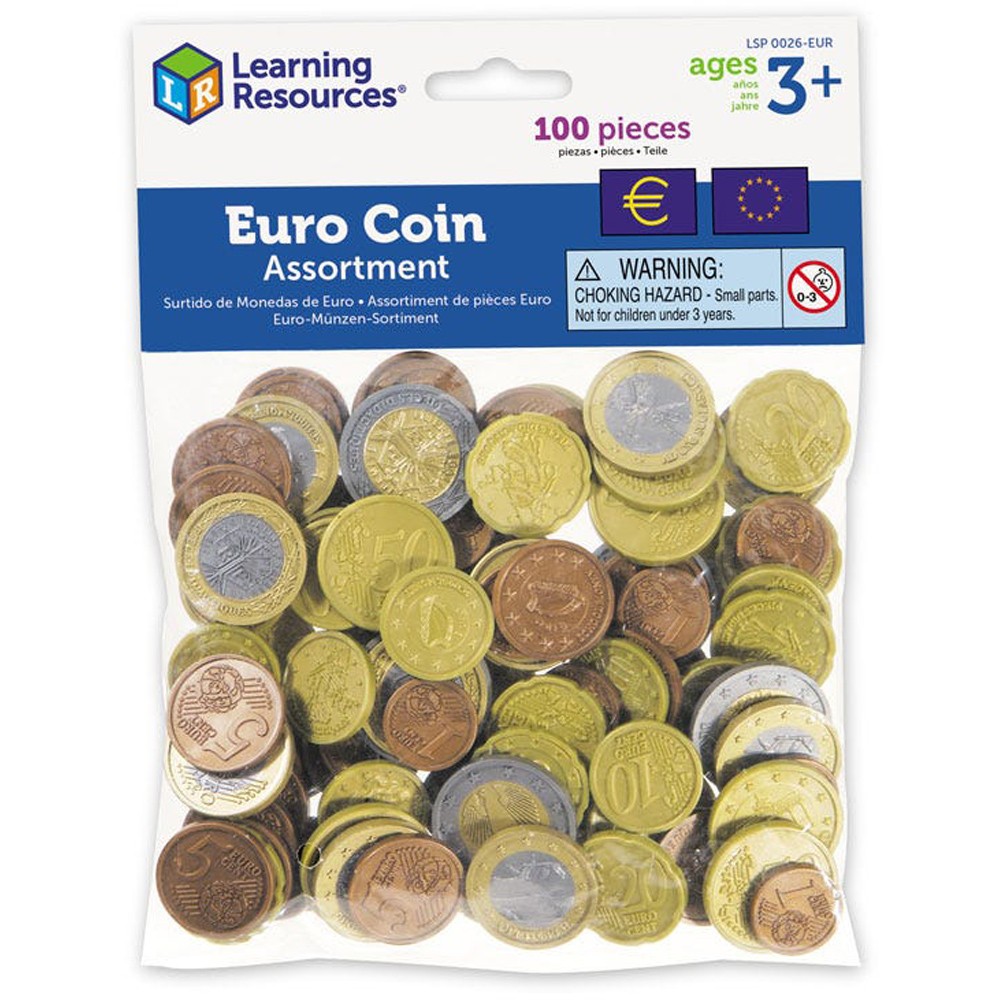 Learning Resources Toy Euro Coin Assortment Play Money Pack of 100