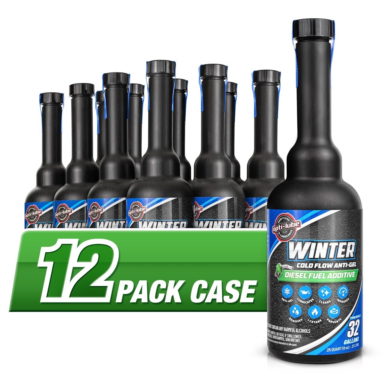 OPTI-LUBE WINTER ANTI-GEL DIESEL FUEL ADDITIVE: Case of 12 - Long Neck 8oz