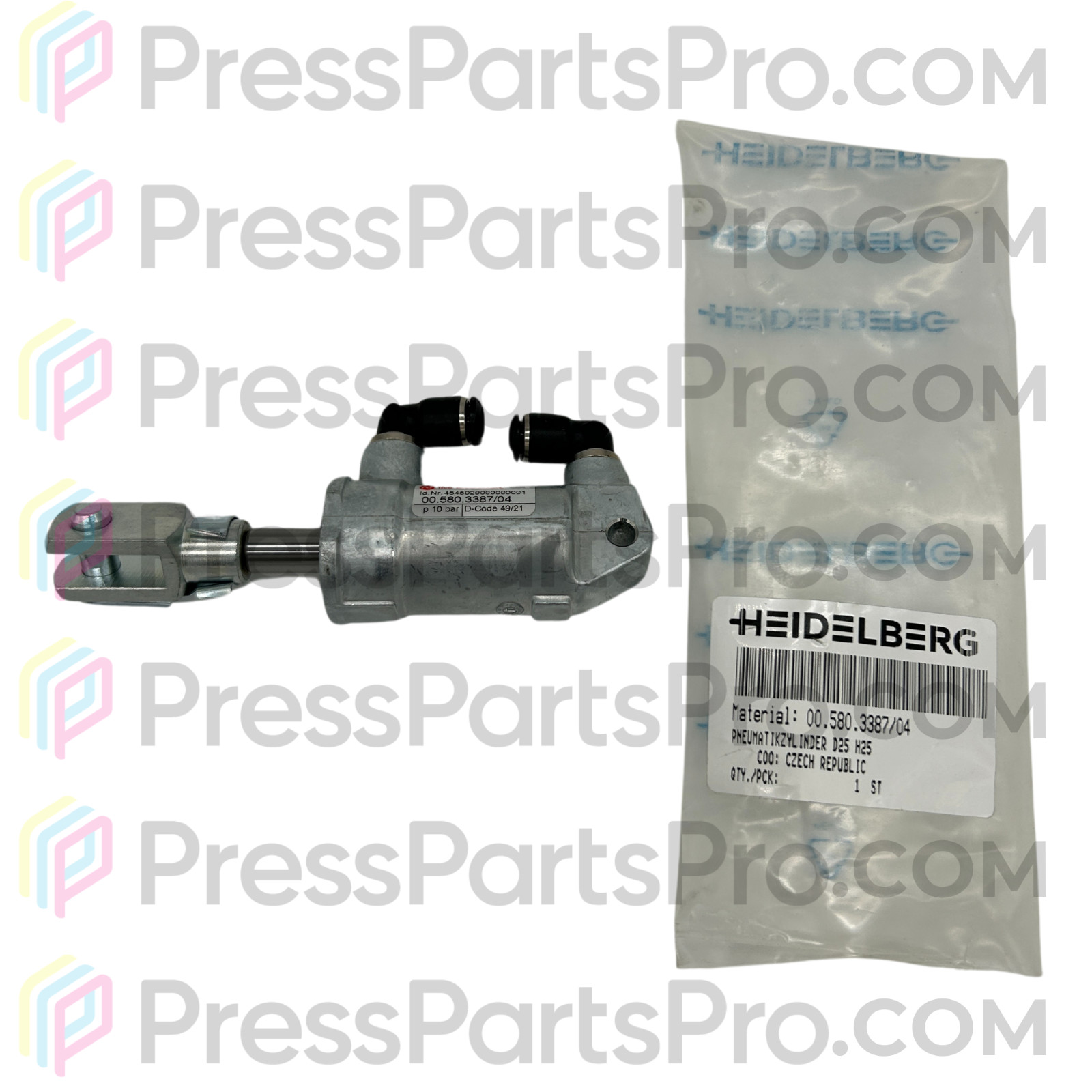 00.580.3387  Pneumatic Cylinder for Heidelberg SM102, CD102 - Original Part
