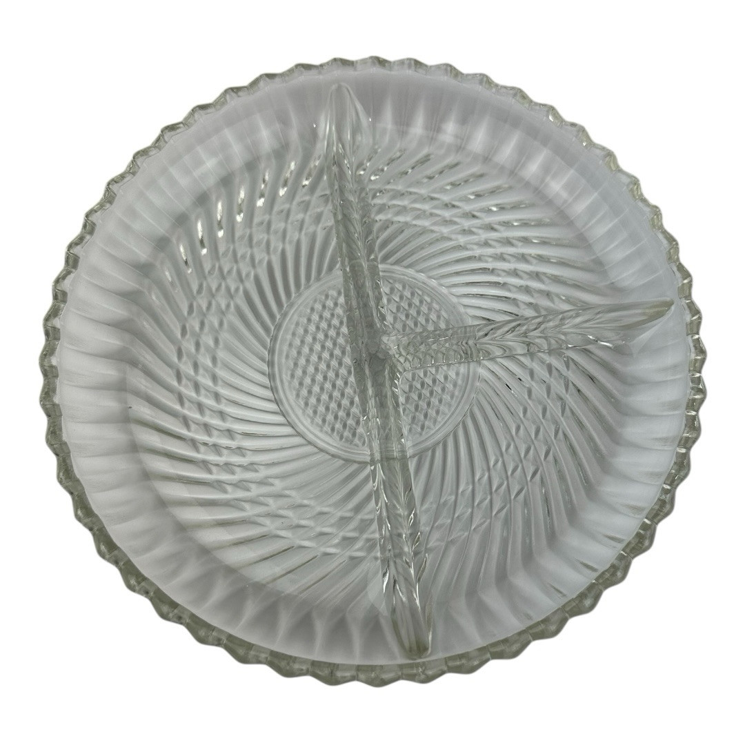 Vintage Libbey 3 Part Glass Relish Dish 7”