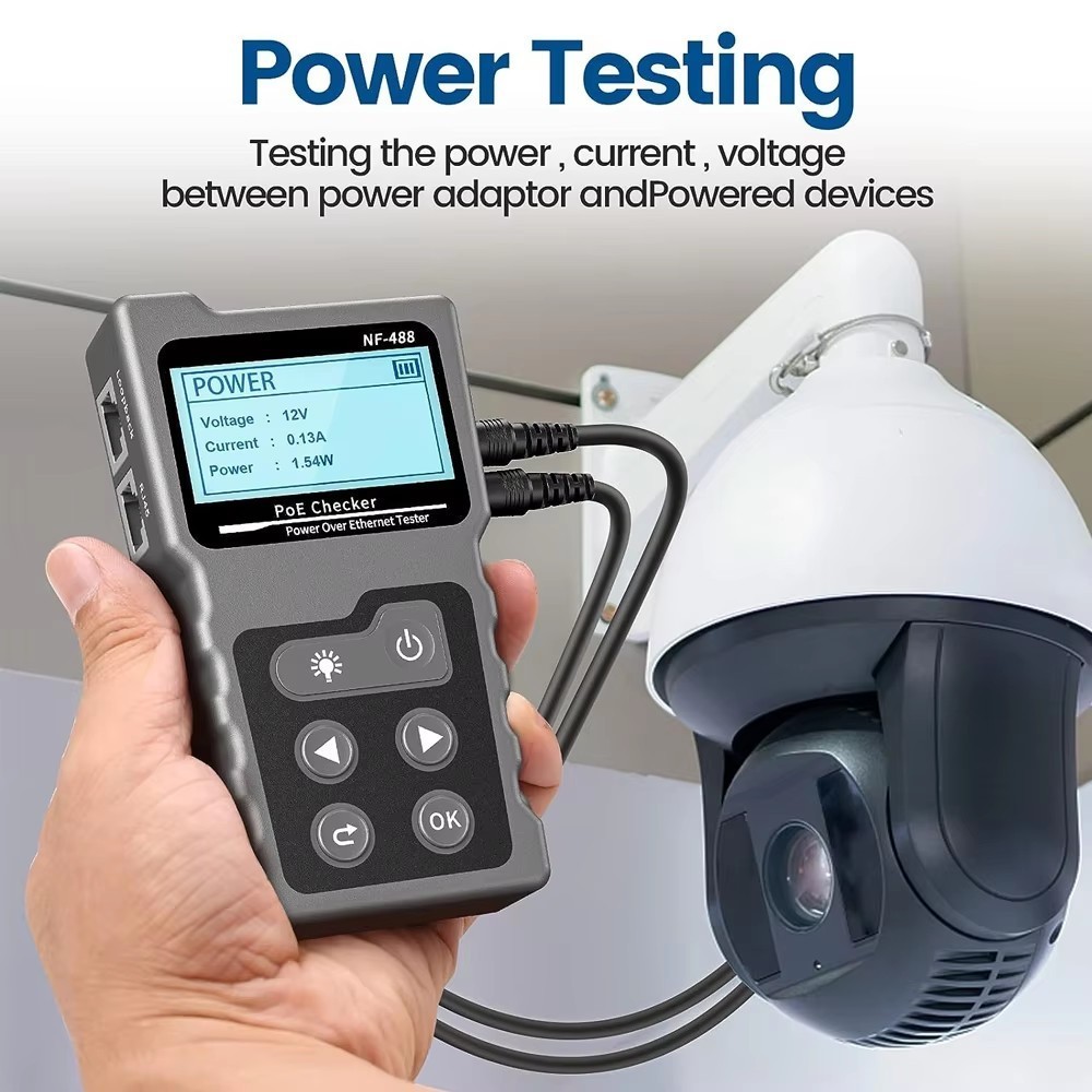 Noyafa PoE Checker Inline PoE Voltage & Current Tester with Cable tester NF-488