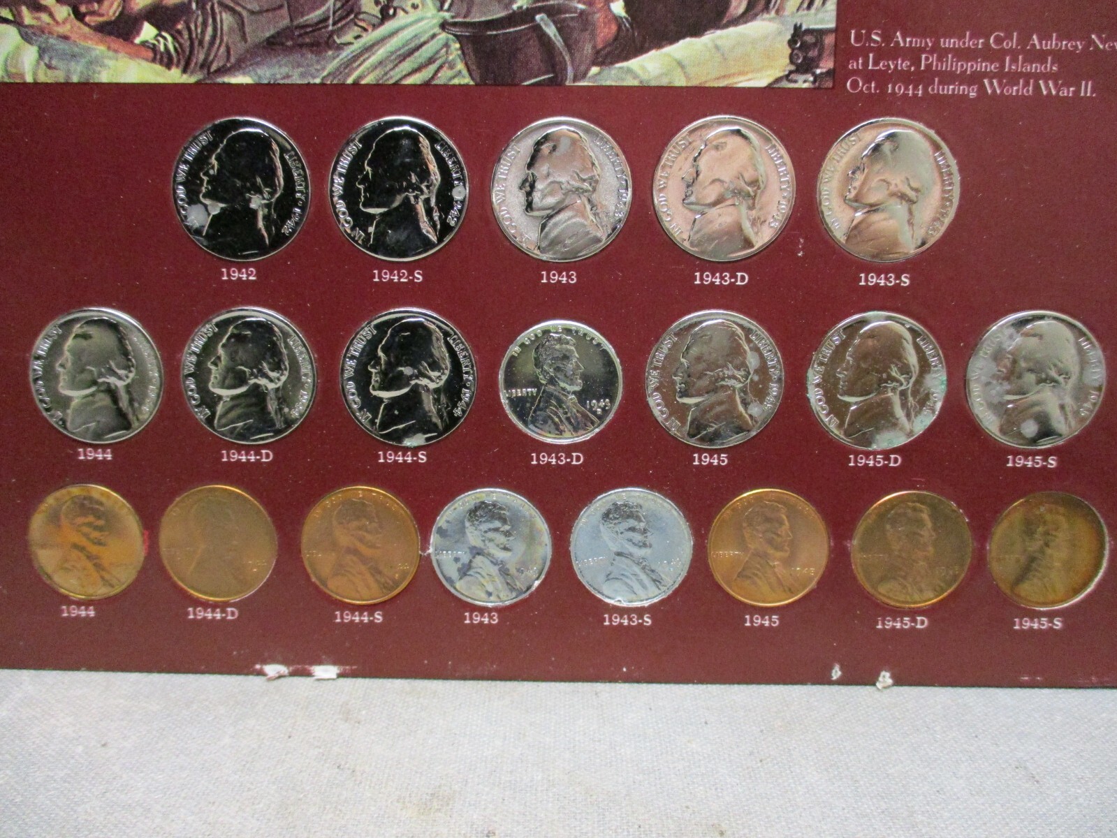 Jefferson Silver Nickel Set w/Steel & Copper Penny's 1942 to 1945 Victory Years