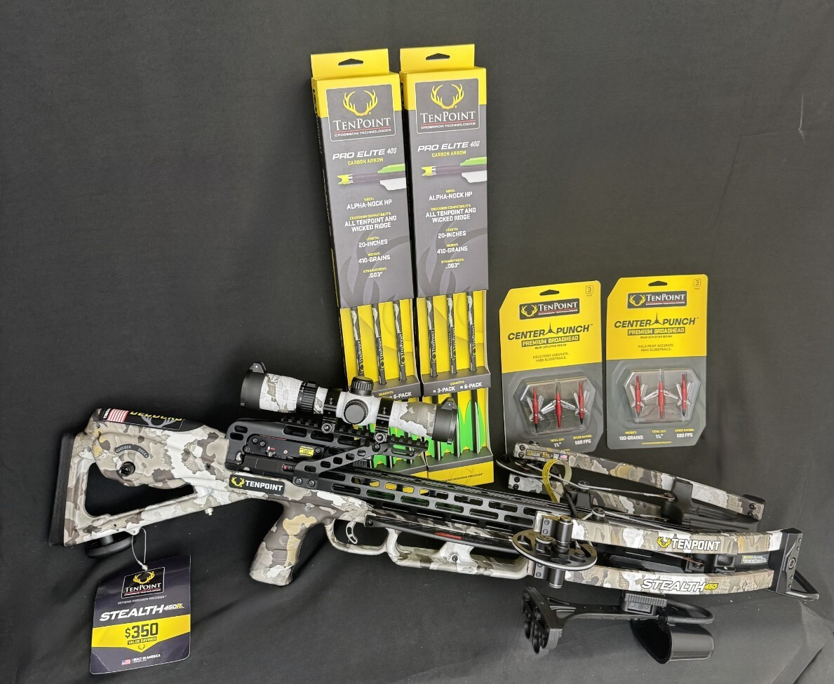 TenPoint Stealth 450R Crossbow Vektra 6 Bolts 6 CenterPunch Broadheads New