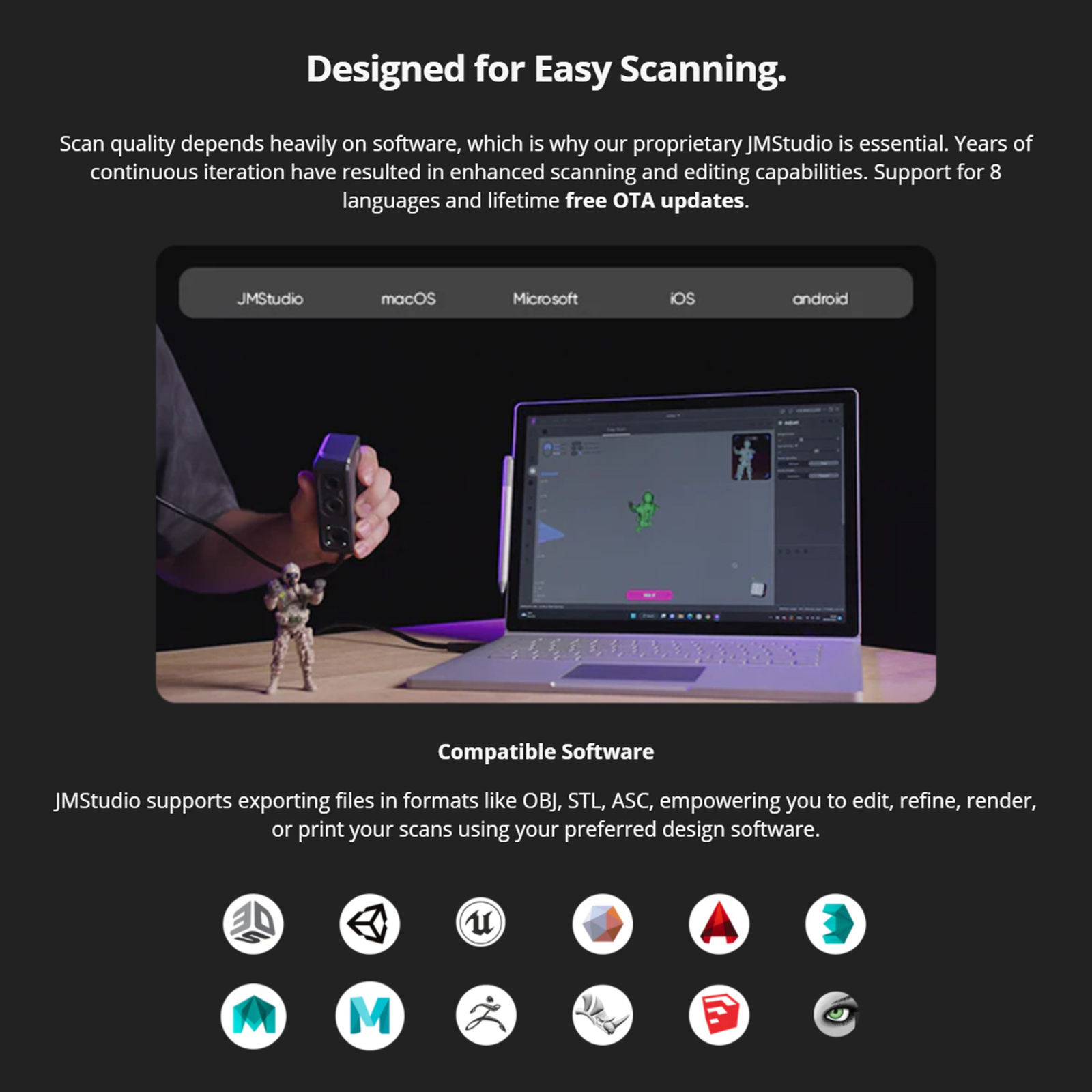 3DMakerpro Seal Handheld 3D Scanner 10FPS Anti-Shake Optical Lens Miniature Y4D7