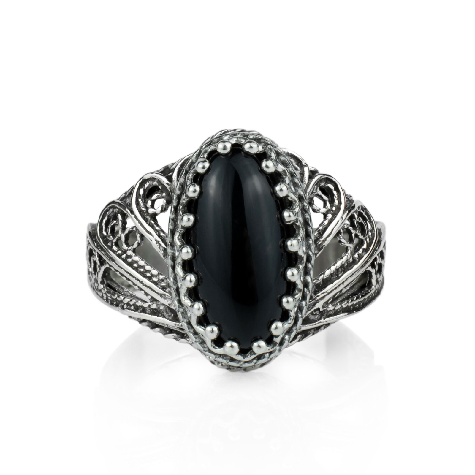 Sterling Silver Filigree Art Amethyst Gemstone Angel Wings Women Cocktail Ring