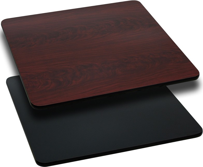 42'' Square Restaurant Table Top with Black or Mahogany Reversible Laminate Top
