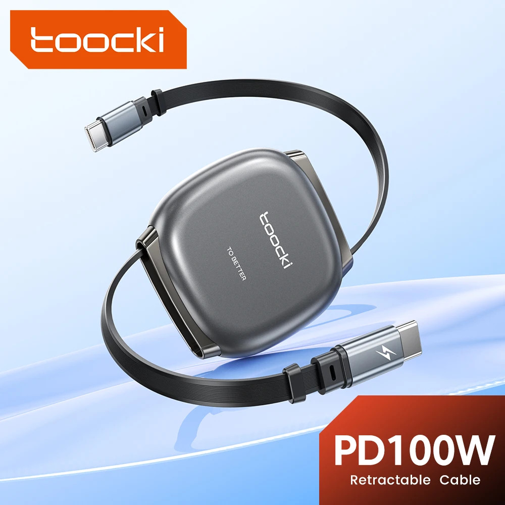 Toocki 100W USB-C Cable Retractable Fast Charge for Samsung Galaxy Xiaomi Laptop