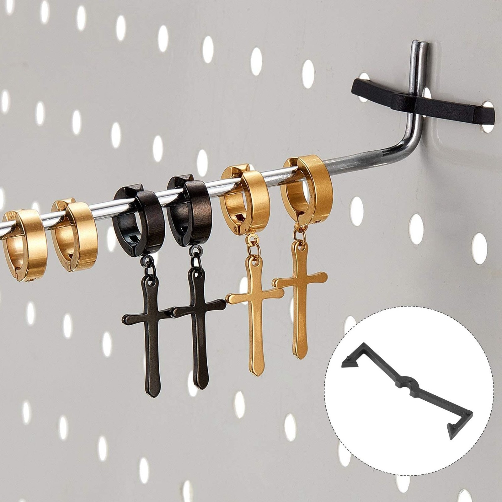 100 Pieces of Plastic Pegboard Hook Lock Pegboard Display Hook Storage Rack C6R6