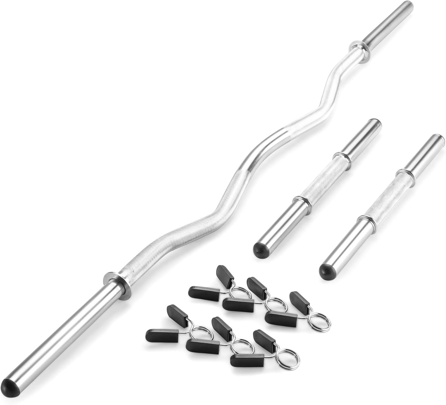 Hollow Curl Bar With Dumbbell Handles Spring Collars Strength Training Bench Set