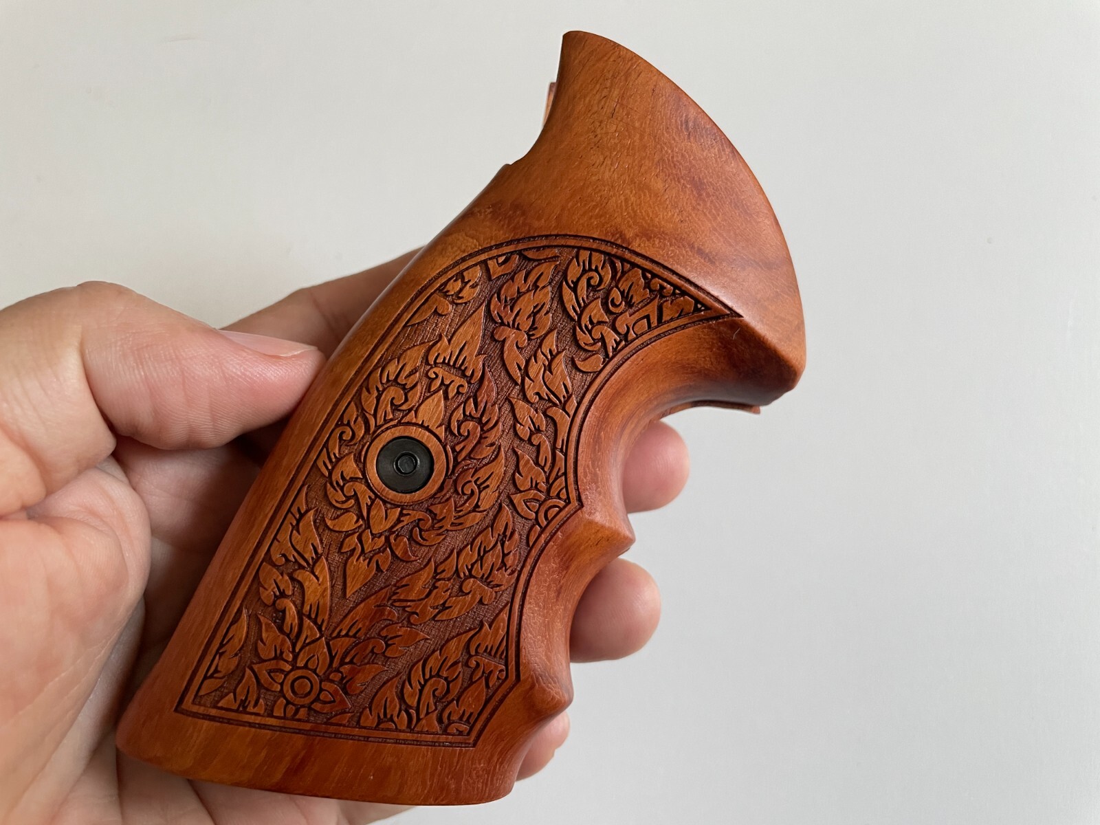 New Padauk Wood Grips for S&W, N FRAME SQUARE BUTT #Thai art  Opened back grips