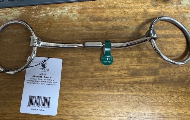Myler Bit (New) Level 1, 6 inch, SS Loose Ring w/SS Comfort Snaffle Wide Barrel