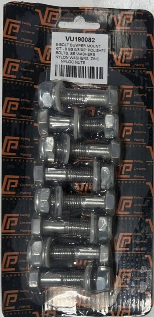 Polished Bolt Stainless  Truck Semi Bumper Mounting Bolt Kit  (8 Pack ) Grade 8
