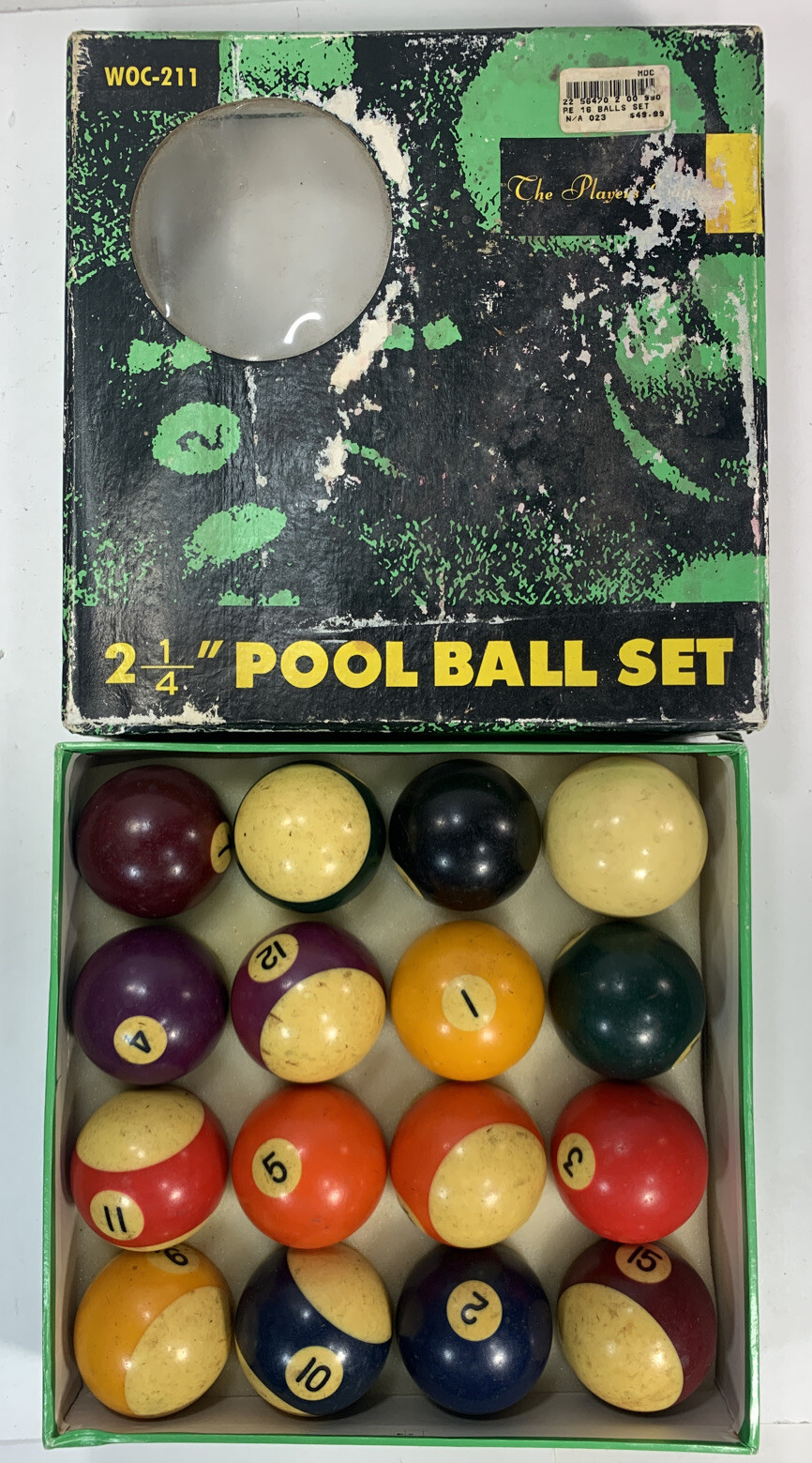 Vintage Billiard Pool Balls 2 1/4 Set Of 16 Balls The Players Edge WOC-211