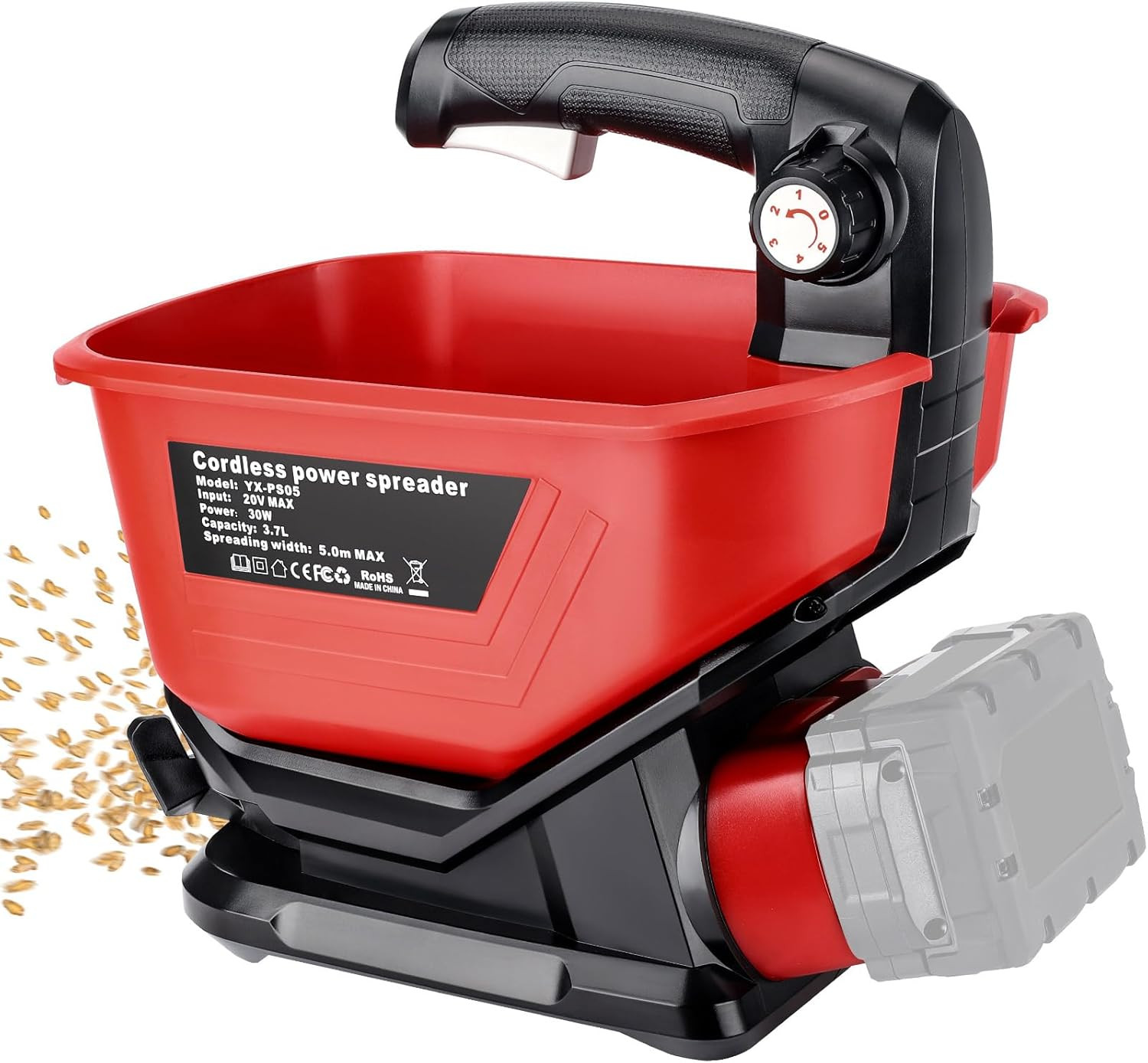 Salt Spreader Compatible with Milwaukee 18V Lithium Battery, Seed Spreader Handh
