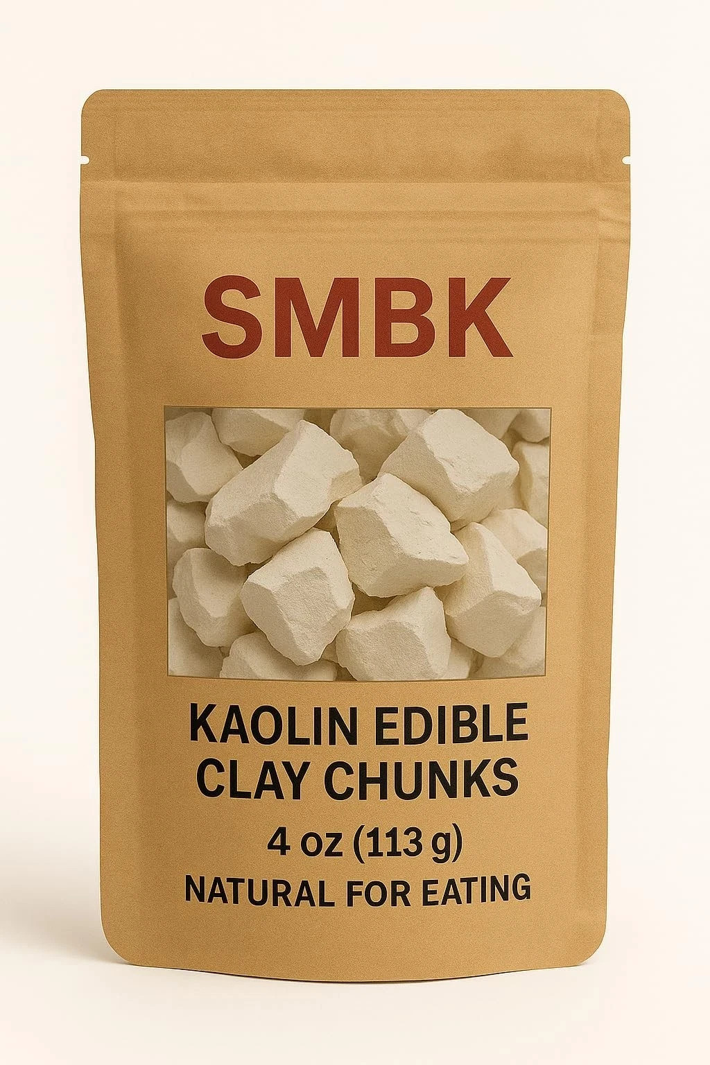 SMBK Kaolin Edible Clay Chunks – 100% Natural White Single Serve,